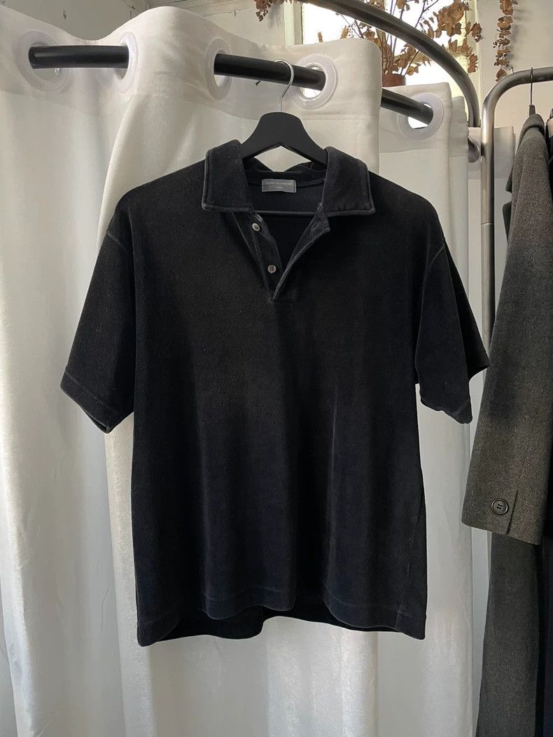 Comme des Garcons Comme des Garcons size os Medieval Black Velvet Polo Short Size US M / EU 48-50 / 2 - 1 Thumbnail