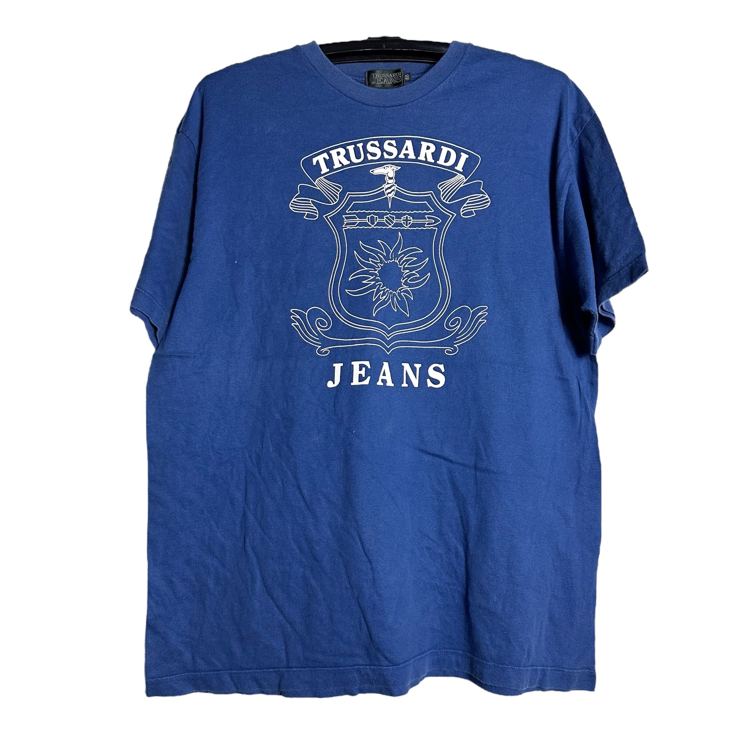 Designer × Trussardi × Vintage 🔥RARE🔥Vintage Trussardi Jeans Spell Out T-shirt Size US L / EU 52-54 / 3 - 1 Thumbnail