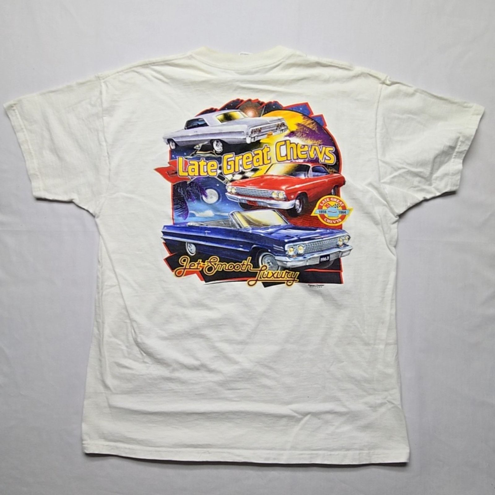 Fruit Of The Loom Vintage Late Great Chevys Car Shirt XL White Tee 90s Size US XL / EU 56 / 4 - 1 Thumbnail