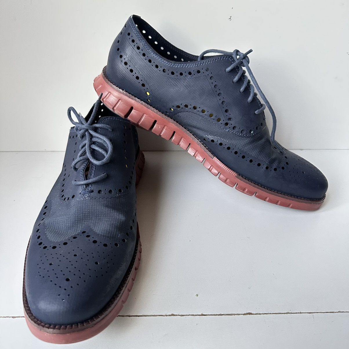 Cole Haan Cole Haan Zerogrand Men's 13 Navy Blue Leather Oxfords Size US 13 / EU 46 - 2 Thumbnail