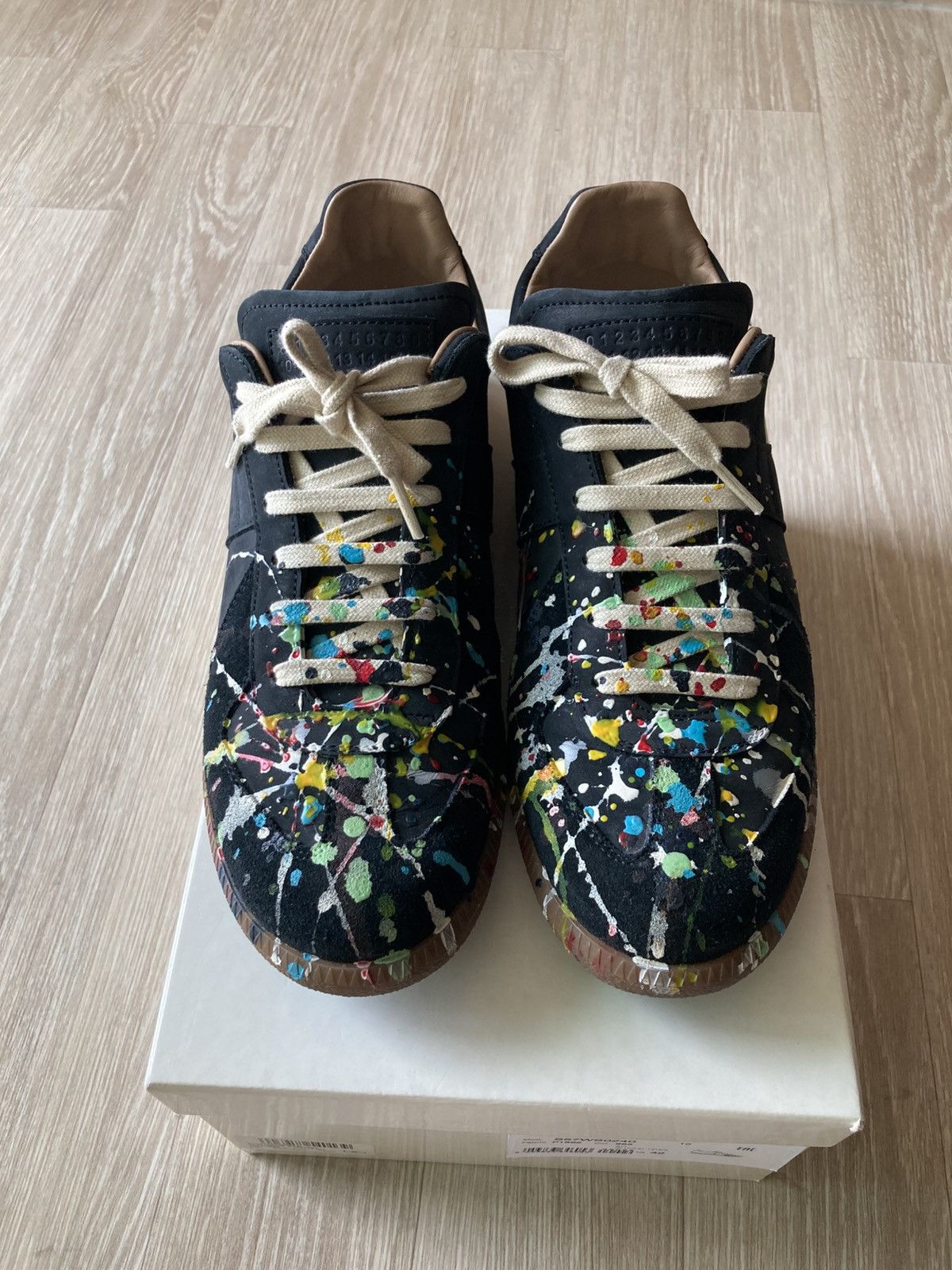 Pre-owned Maison Margiela Gat Black Paint Splatter Sneaker