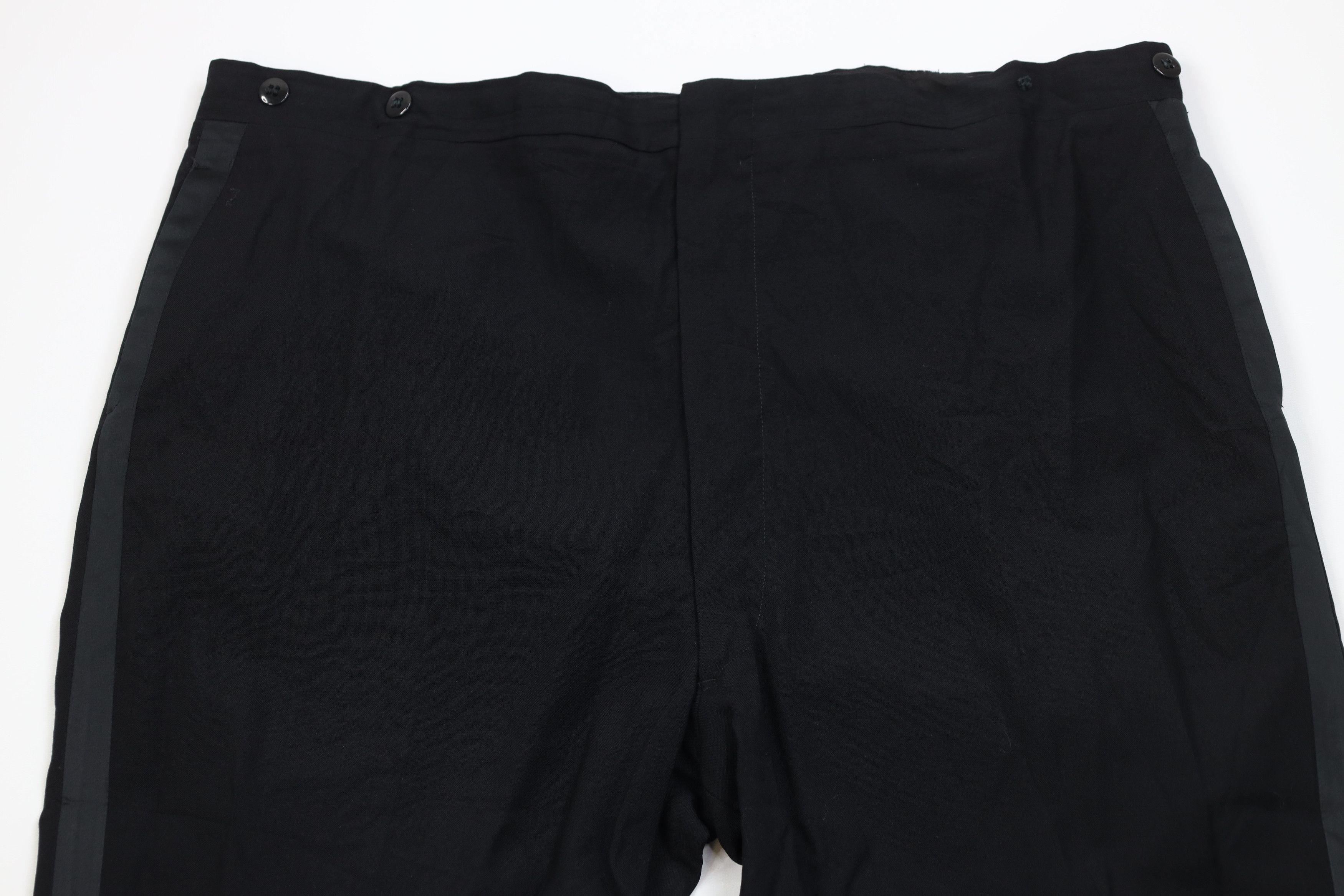 Vintage Vintage 50s Streetwear Rayon Gabardine Tuxedo Pants Black Size US 44 / EU 60 - 2 Thumbnail