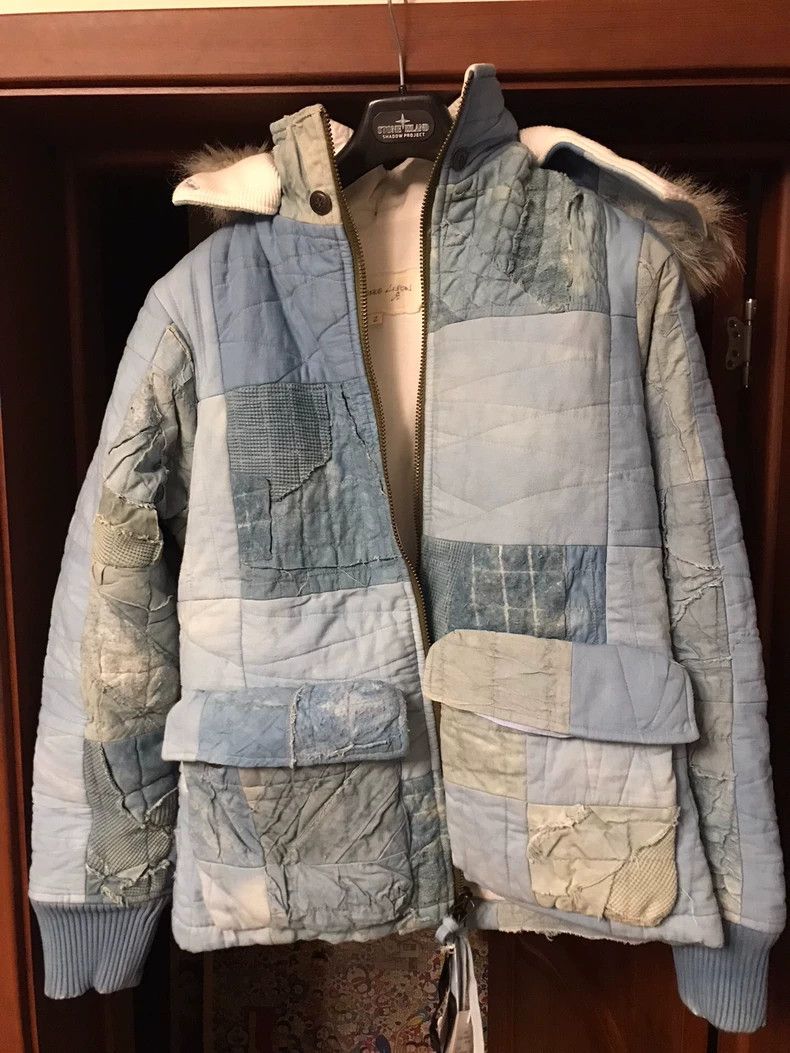 Greg Lauren blue patchwork cotton hooded coat-dmc Size US M / EU 48-50 / 2 - 1 Thumbnail