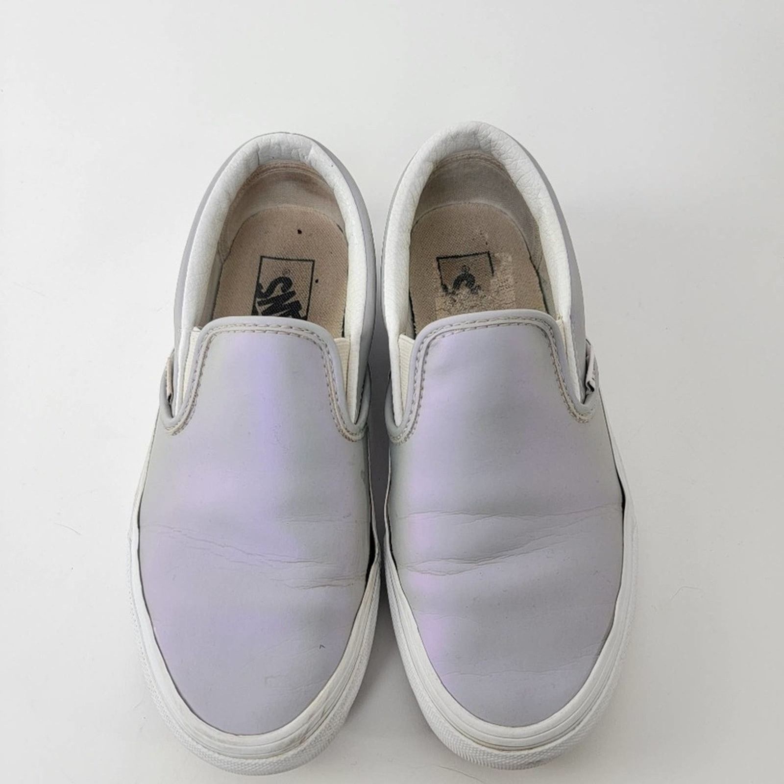Vans Vans Slip-On Iridescent Metallic Grey & White Skate Shoes Size US 6.5 / IT 36.5 - 2 Thumbnail