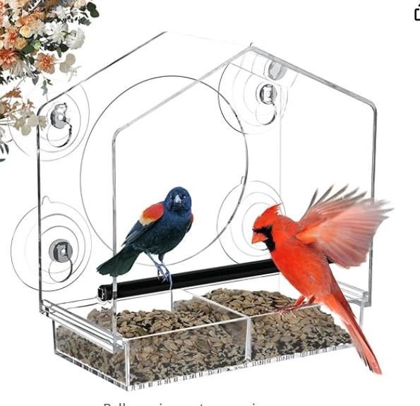 NBDN Nobrandedon Clear Window Bird Feeder for Outdoor Viewing, No Assembly Size ONE SIZE - 1 Thumbnail