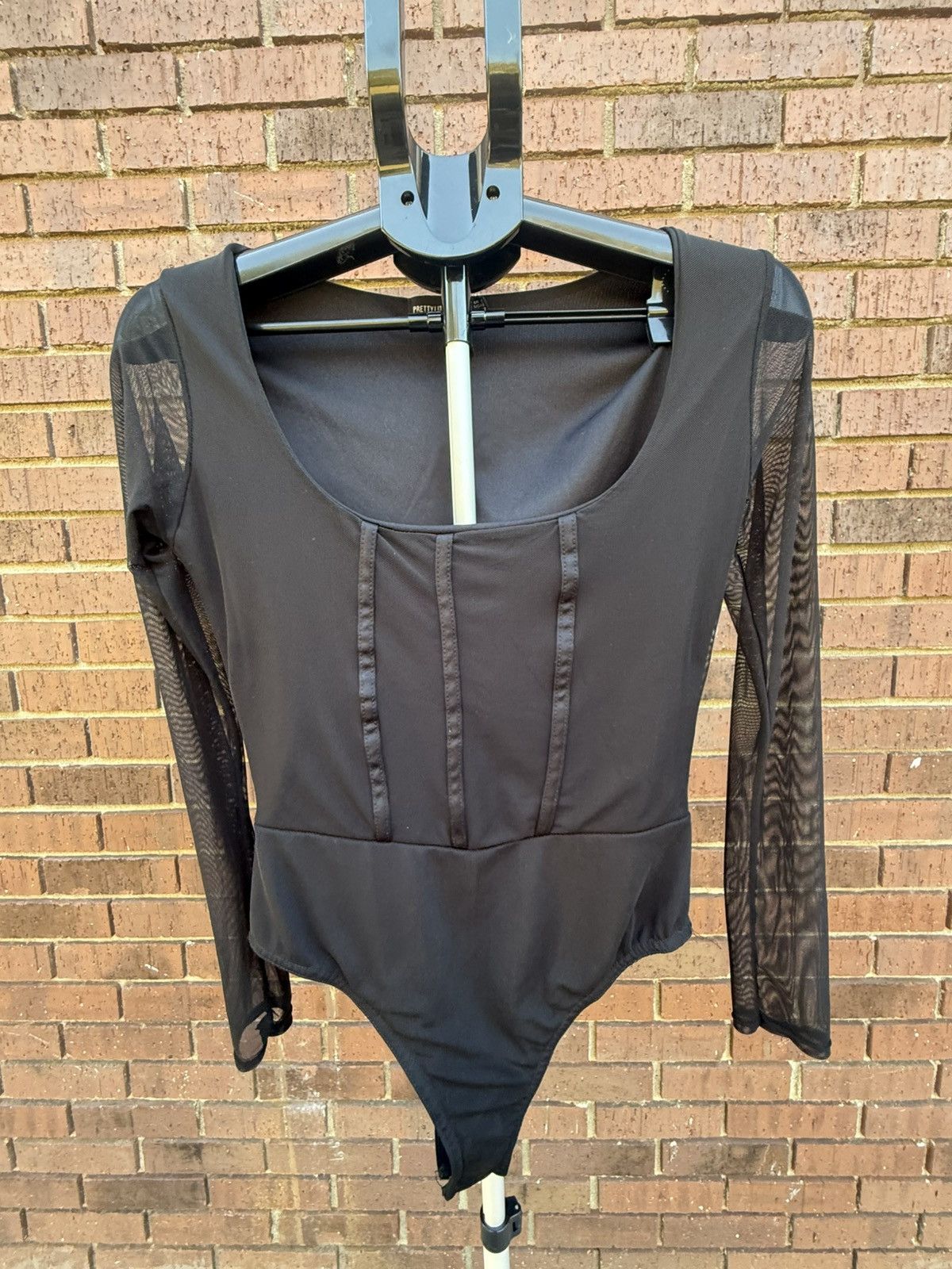 PrettyLittleThing Pretty Little Thing Sexy Black Sheer Bodysuit Long Sleeve Size M / US 6-8 / IT 42-44 - 4 Thumbnail