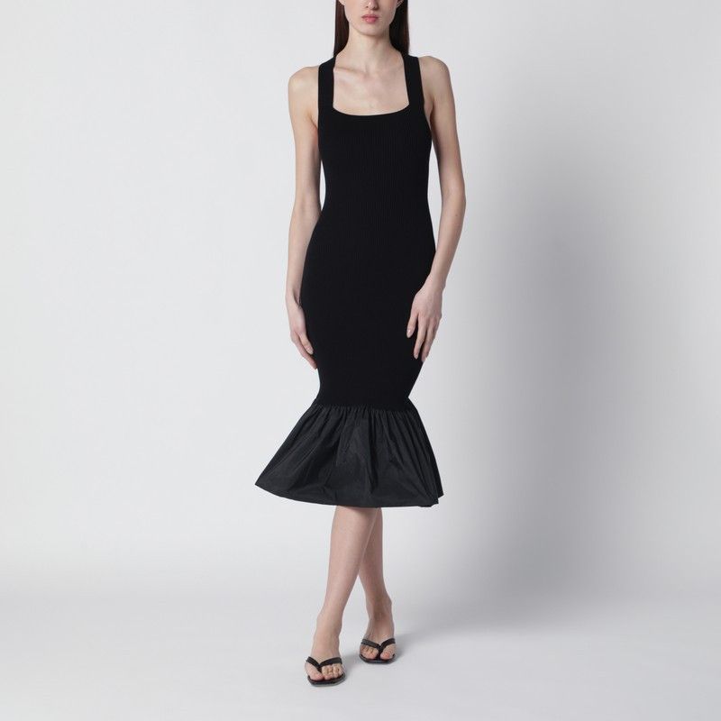 Patou Patou Black Dress With Faille Ruffle Hem Size ONE SIZE - 1 Thumbnail