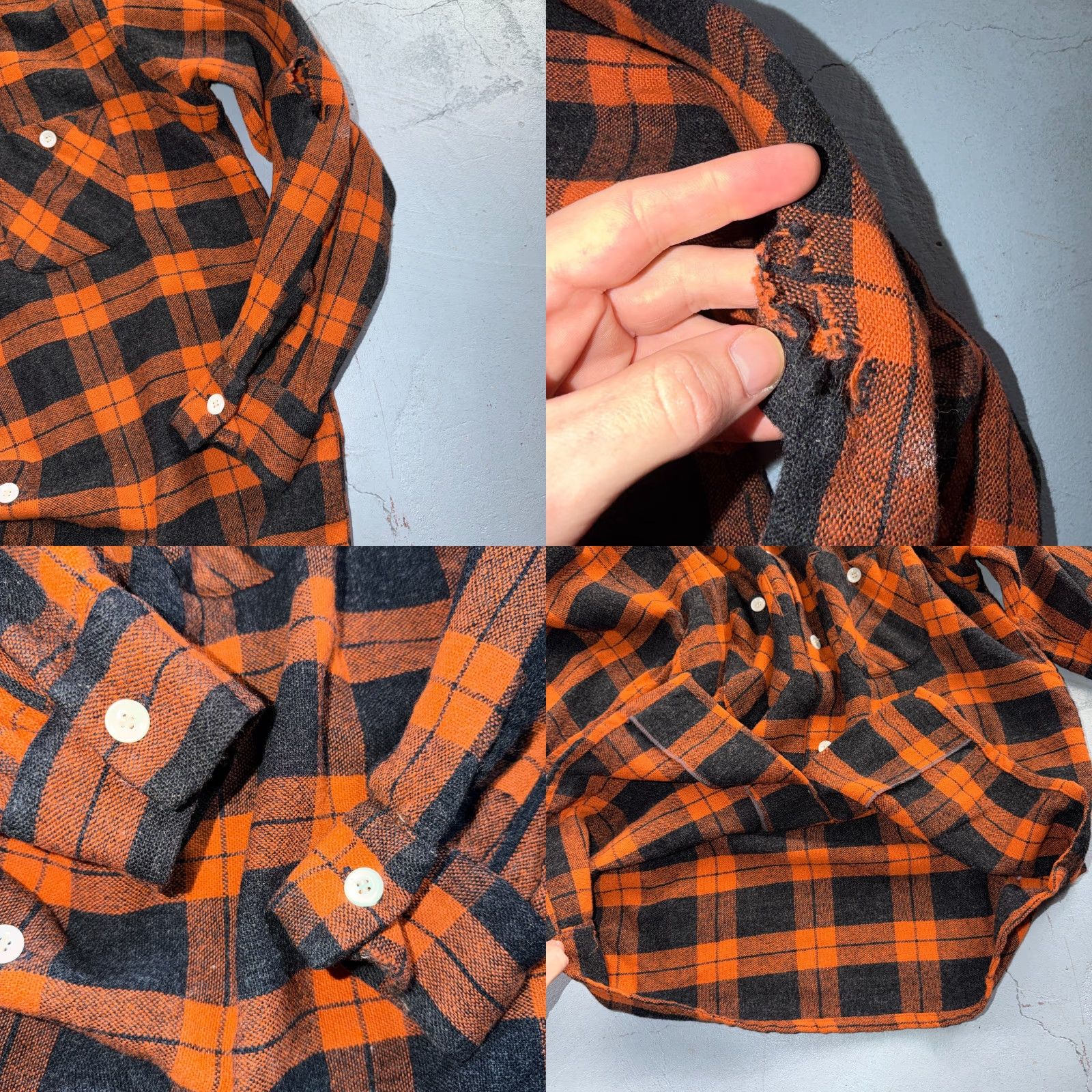 Fruit Of The Loom VINTAGE Fruit of the Loom Shirt Orange Plaid Wool Button Front Collared Rockabilly 50s 70s 1950s Mens M Size US M / EU 48-50 / 2 - 8 Thumbnail