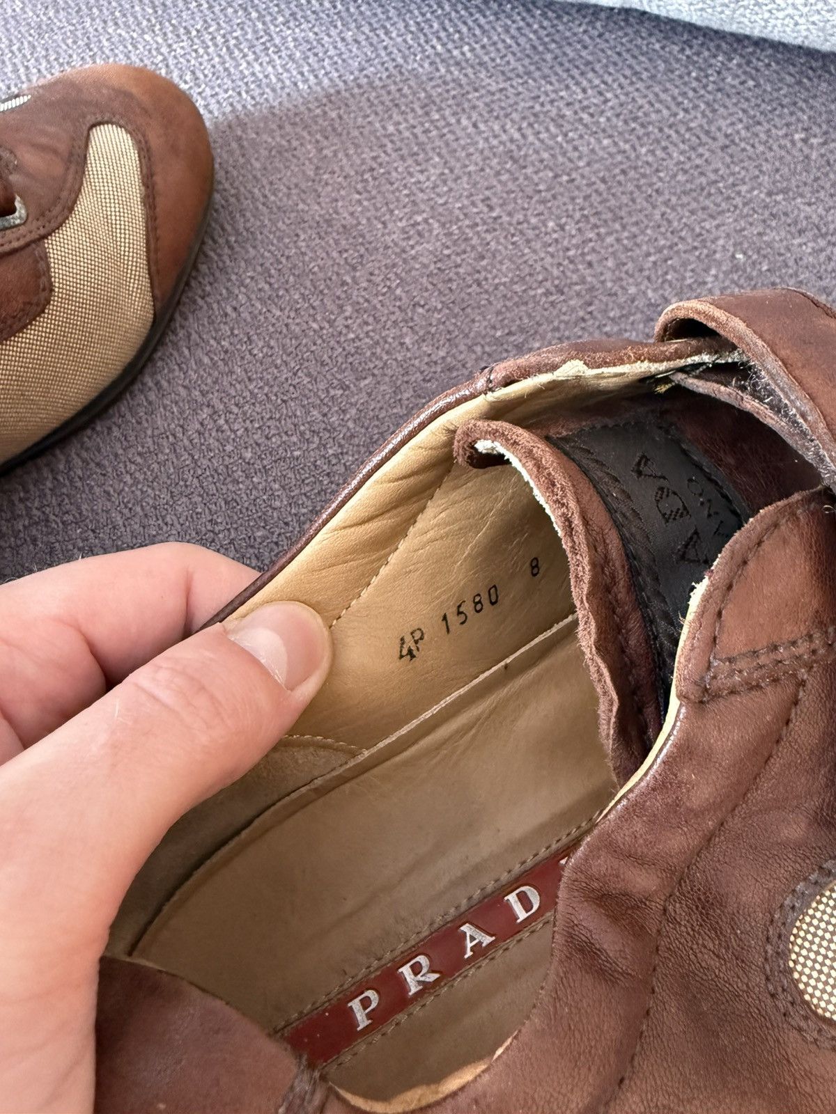 Prada Prada Velcro Vintage Leather Men’s Brown Shoes Size 8 Size US 8 / EU 41 - 12 Thumbnail