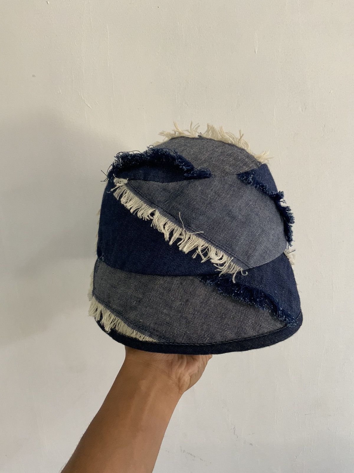 If Six Was Nine Denim Patchwork Distressed by Zero Quater Indigo Hat Size ONE SIZE - 3 Thumbnail