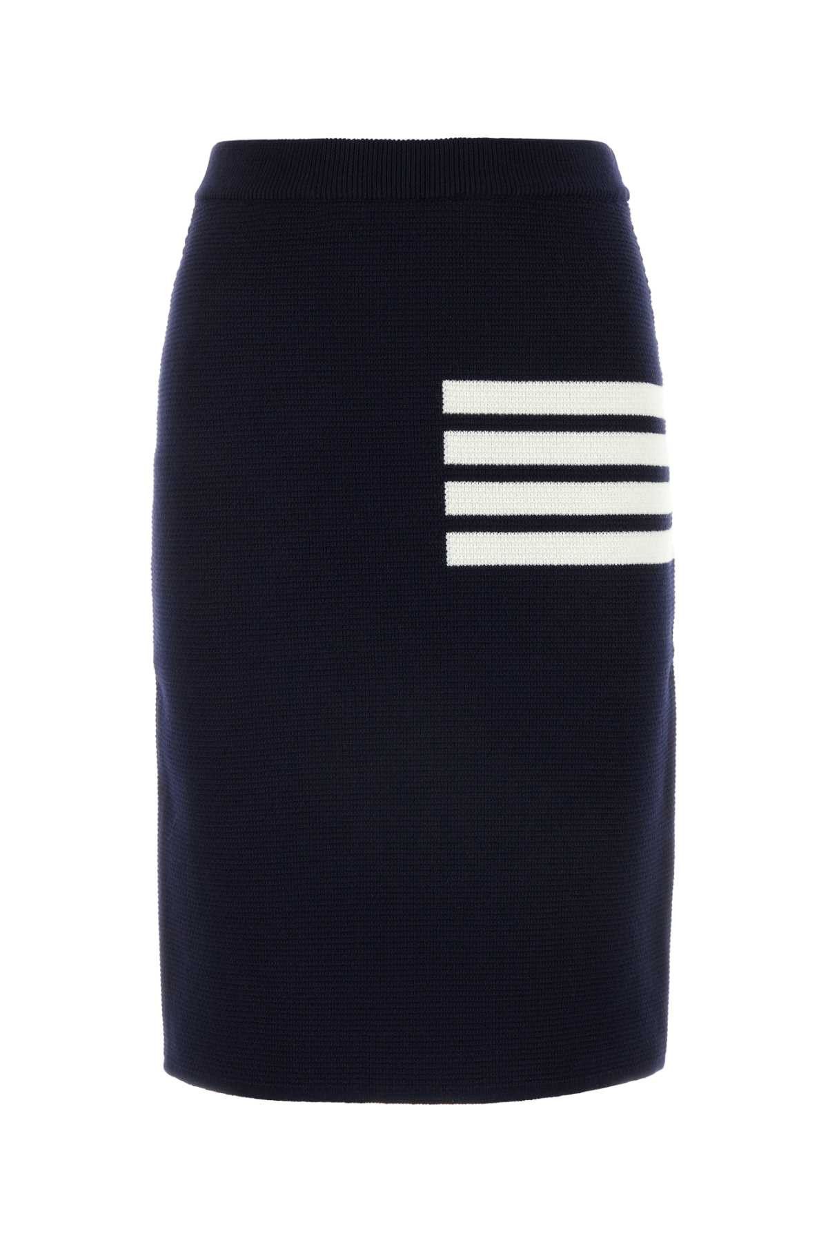 image of Thom Browne Navy Blue Wool Blend Skirt, Women's (Size 27)