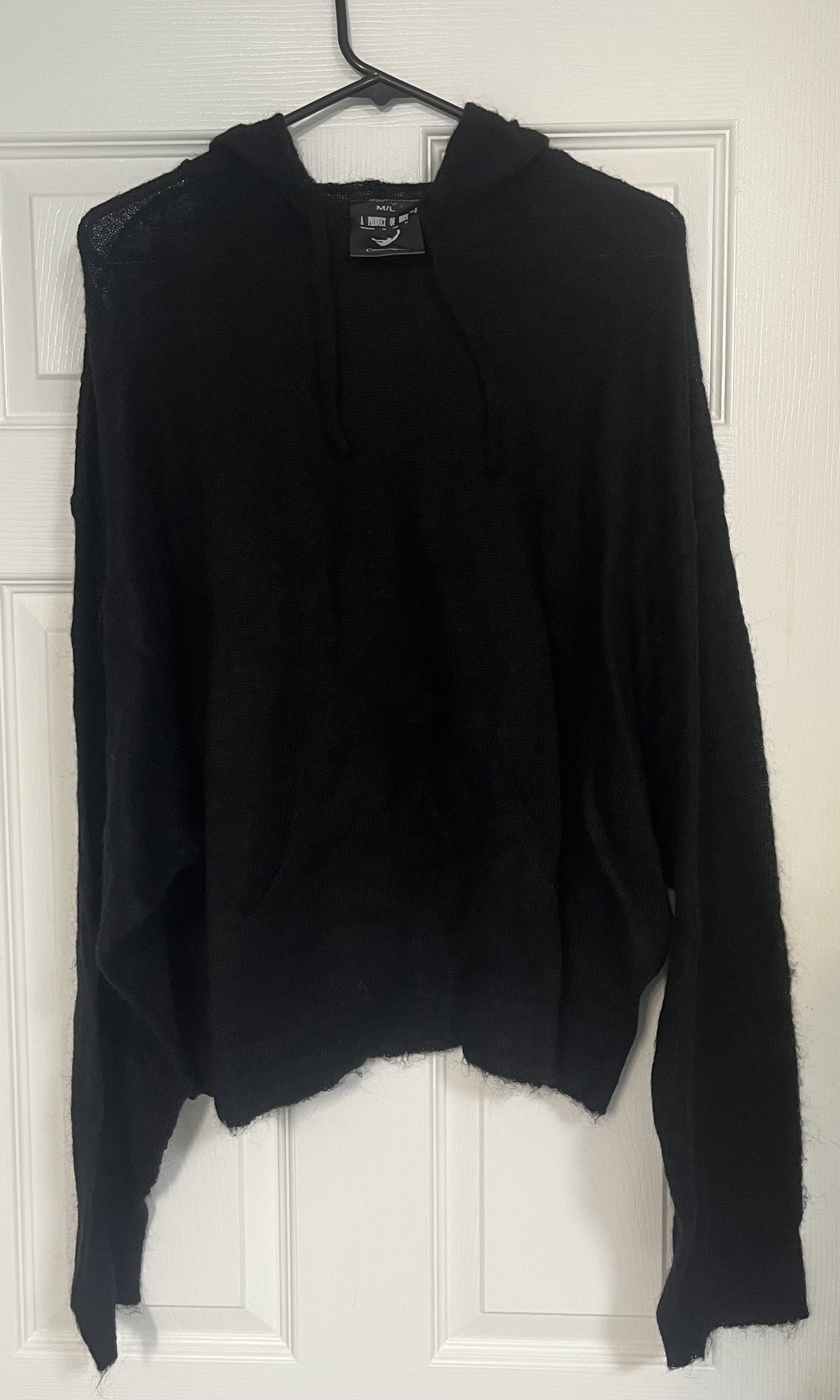 Destroy Lonely Corporate World Phantom Black Mohair Loose Knitted Hoodie Size US L / EU 52-54 / 3 - 1 Thumbnail
