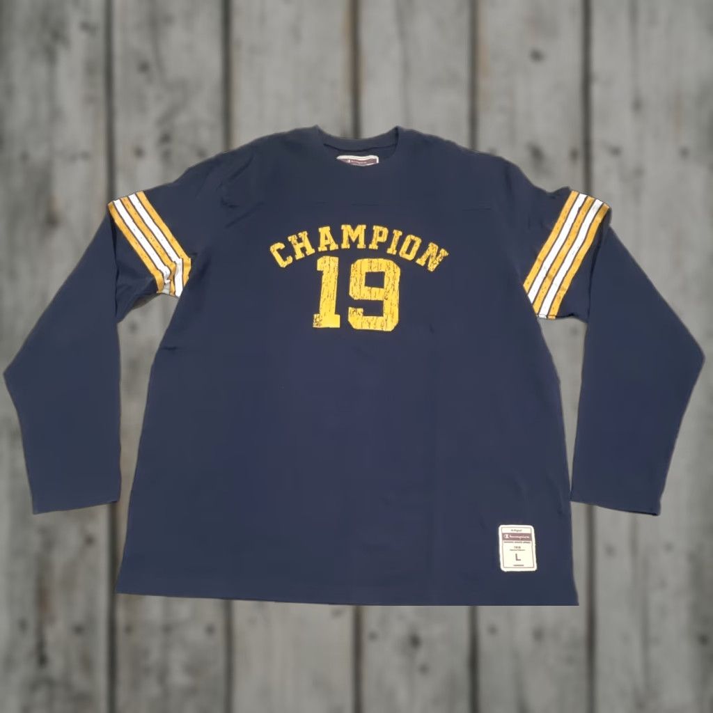 Champion Champion Jersey T Shirt Men Large Long Sleeve 19 Graphics Navy Blue Cotton Size US L / EU 52-54 / 3 - 1 Thumbnail
