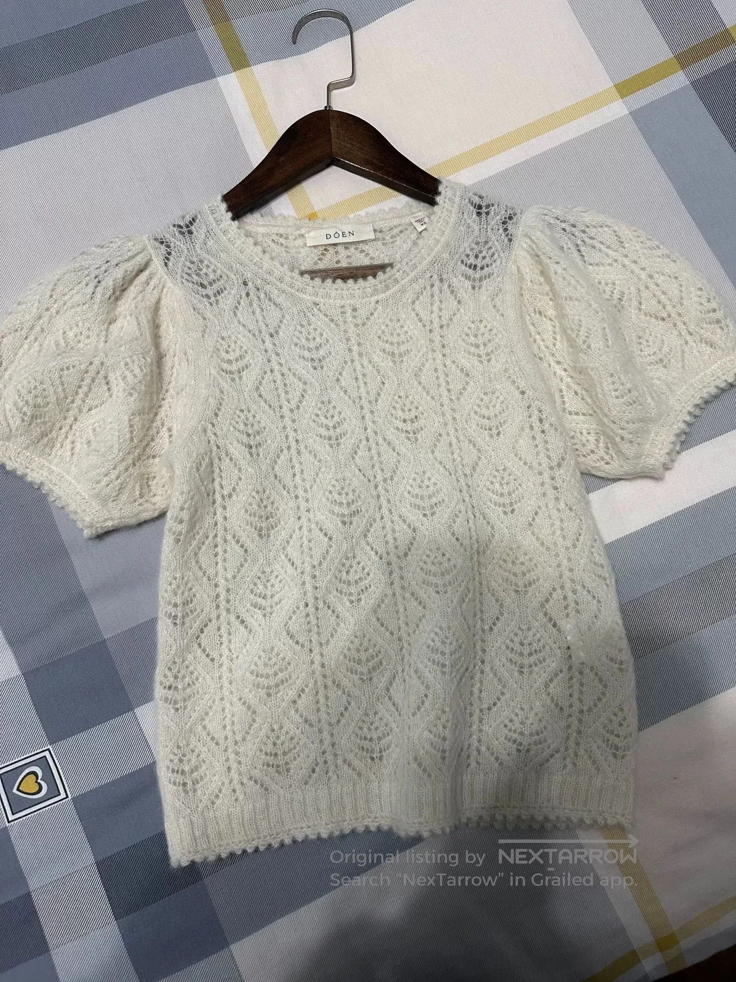 DOEN White Knitted Short Sleeve Sweater. Size S / US 4 / IT 40 - 2 Thumbnail