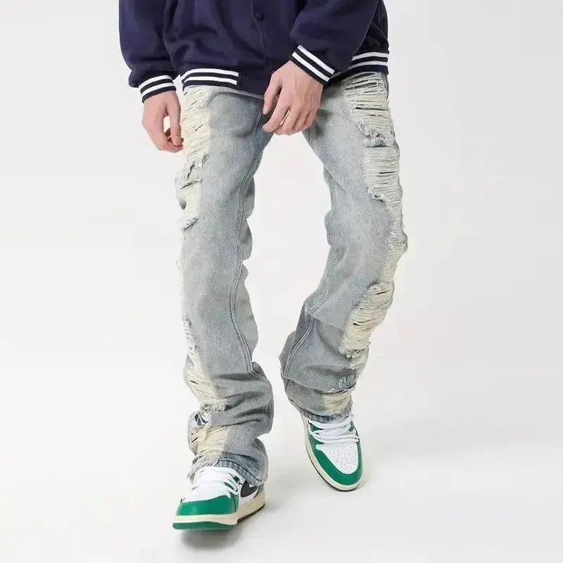 Japanese Brand Ropa Grunge Y2K Streetwear Hole Ripped Baggy Jeans Pants Size US 32 / EU 48 - 5 Thumbnail