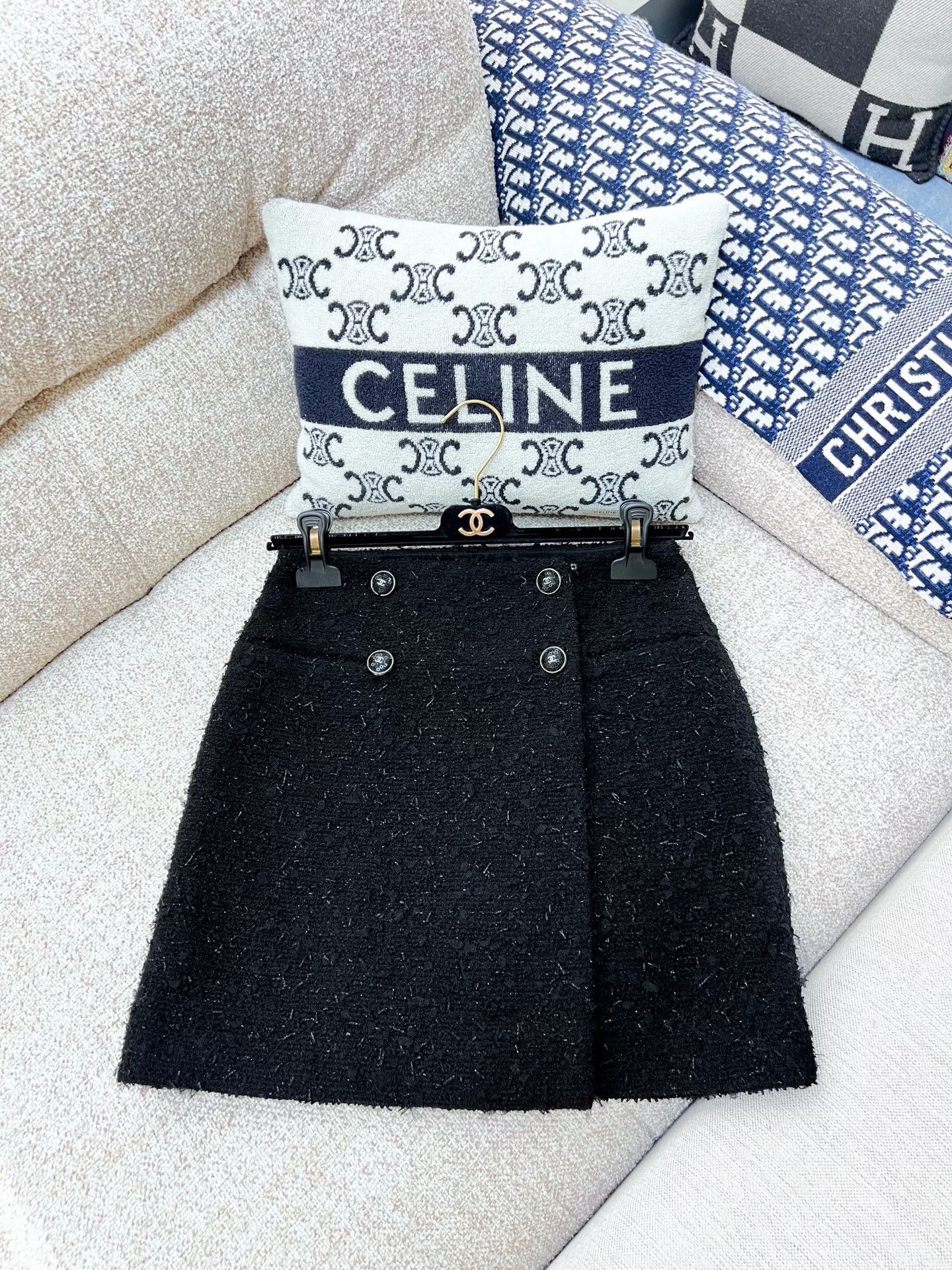 Chanel Chanel Sequin Tweed Double-Breasted Skirt Size US 34 / EU 50 - 1 Thumbnail