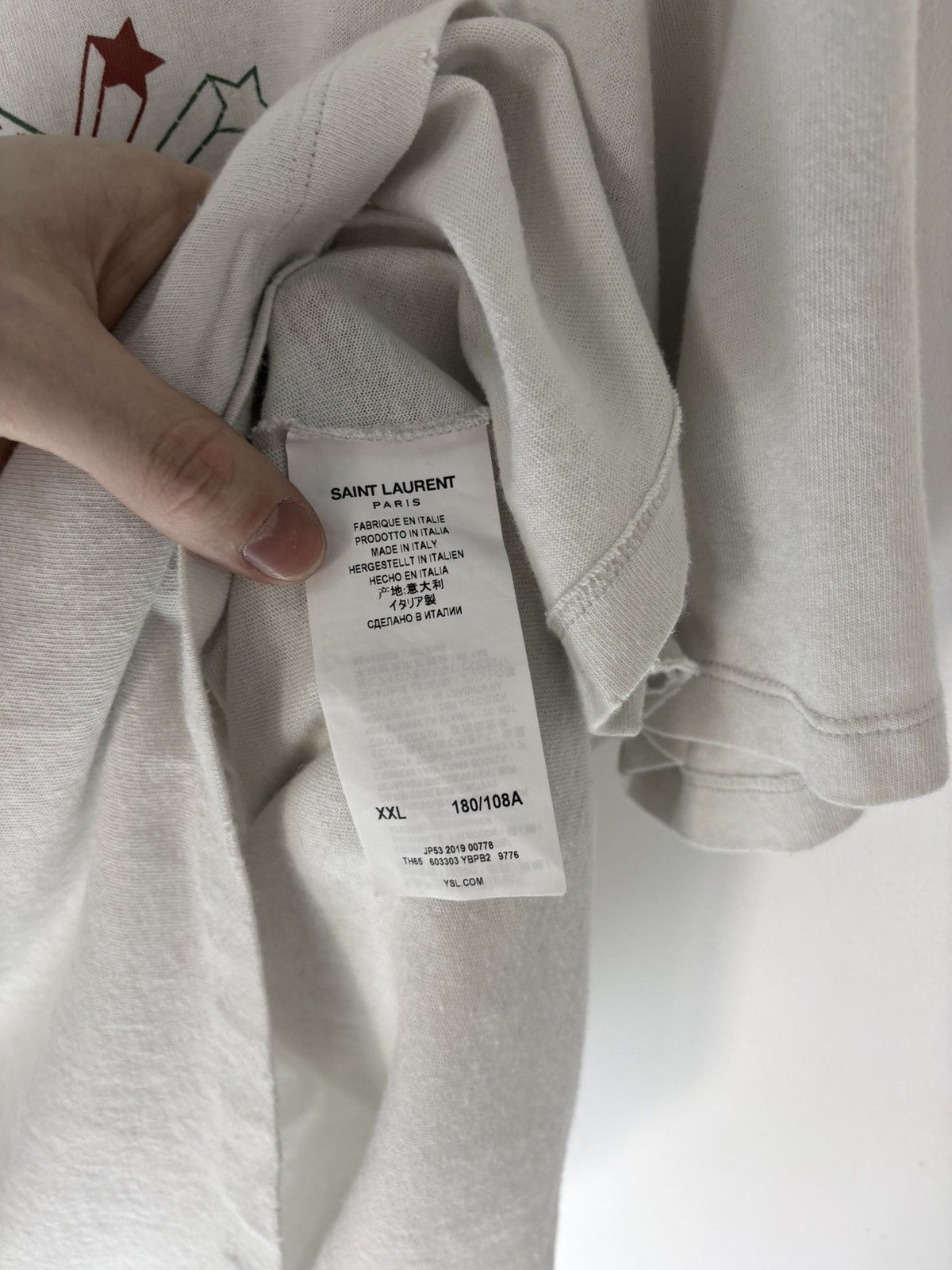 Saint Laurent Paris Saint Laurent Paris Disstressed T-shirt Size US XL / EU 56 / 4 - 4 Thumbnail