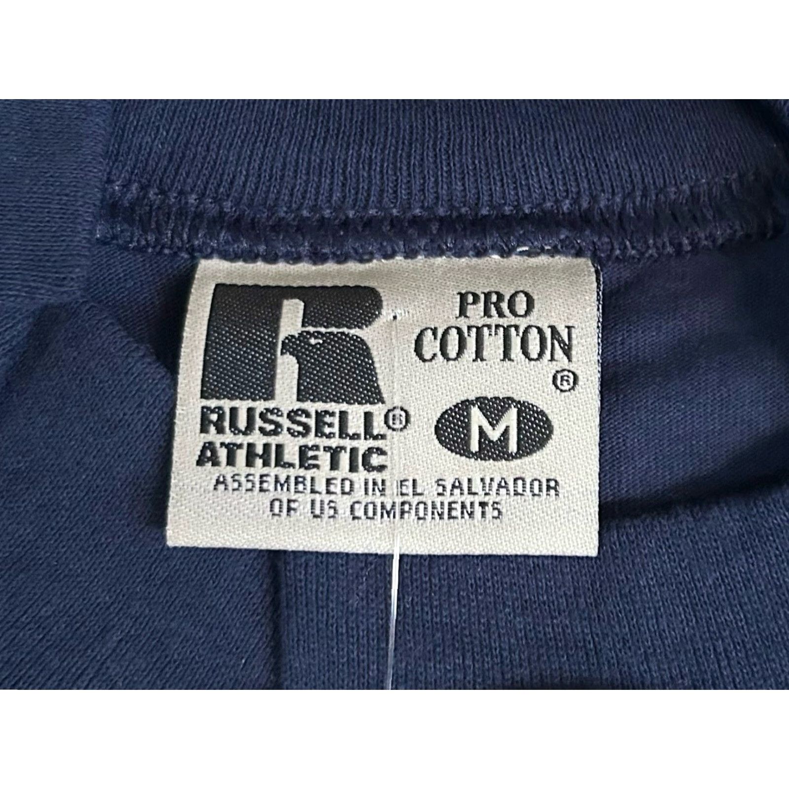 Russell Athletic VINTAGE Russell Athletic Shirt Mens M Navy Blue Mock Neck Pro Cotton 90s NOS NWT Long Sleeve 28" 22" 25" sleeves Size US M / EU 48-50 / 2 - 6 Thumbnail