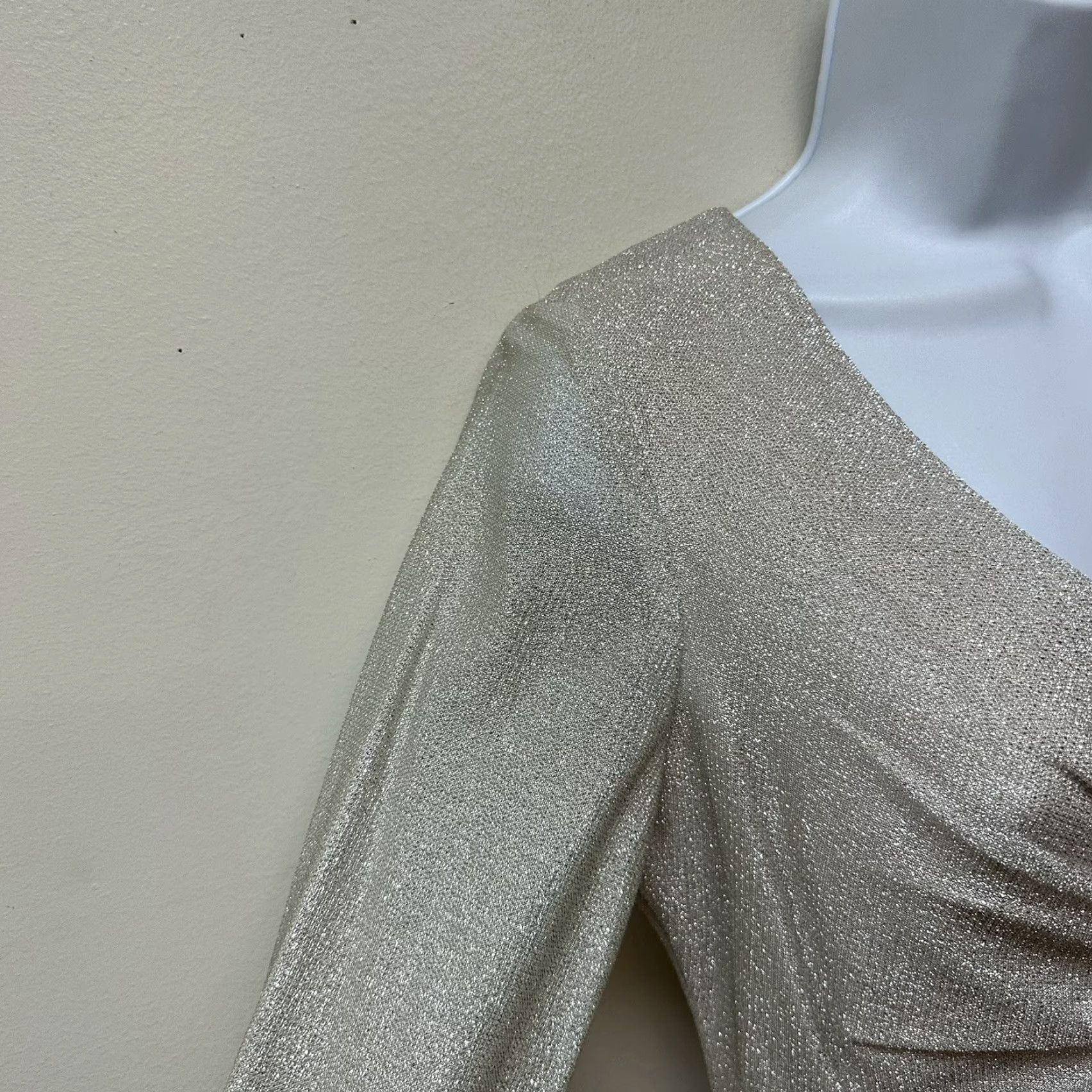 Vintage VINTAGE Silver Metallic Rhinestone Brooch Empire Gown Dress Women's Size M Eveningwear Size 4XL / US 24-26 - 5 Thumbnail