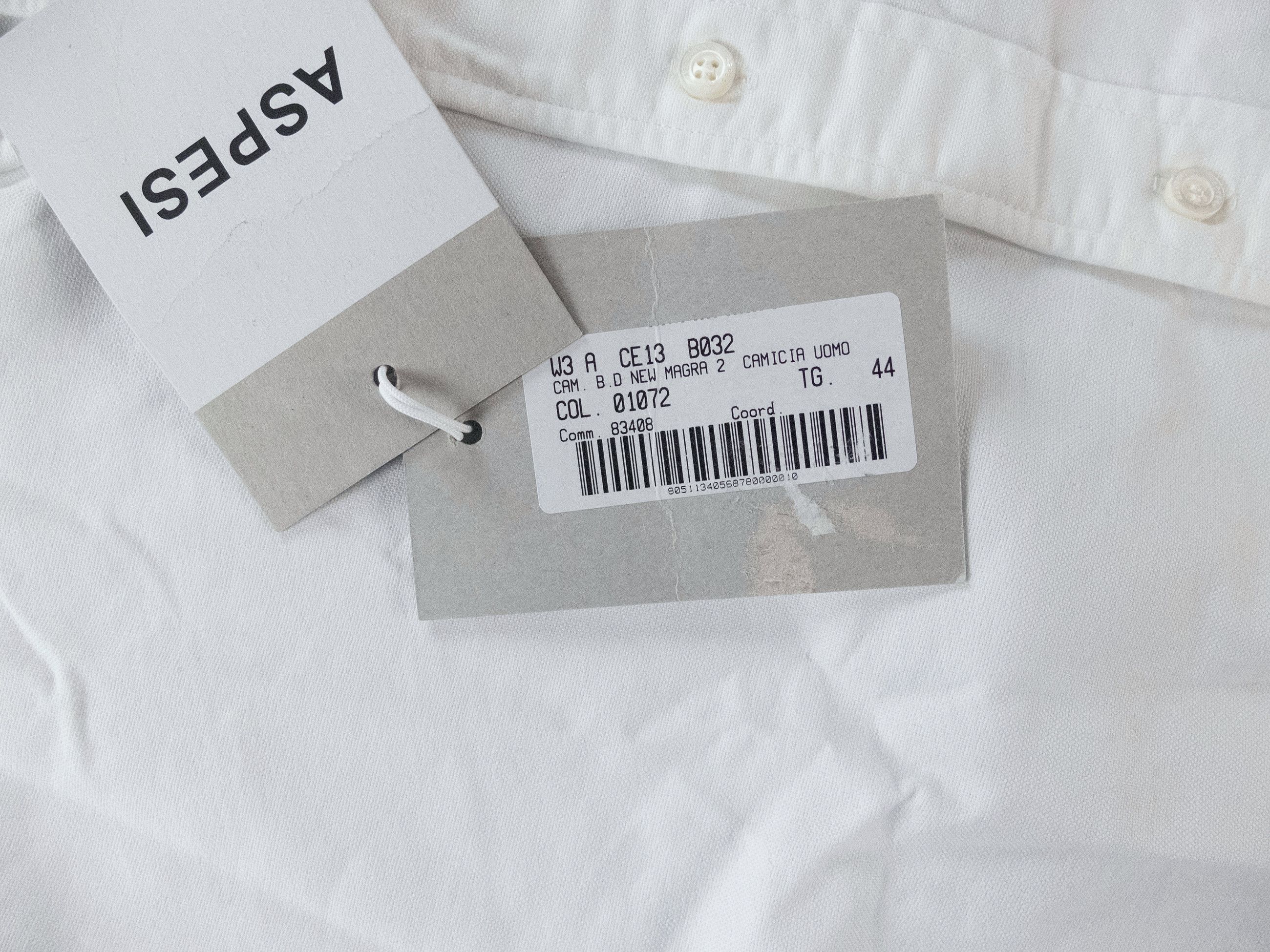 Aspesi ASPESI solid white New Magra 2 Oxford shirt 44 / XL Size US XL / EU 56 / 4 - 4 Thumbnail