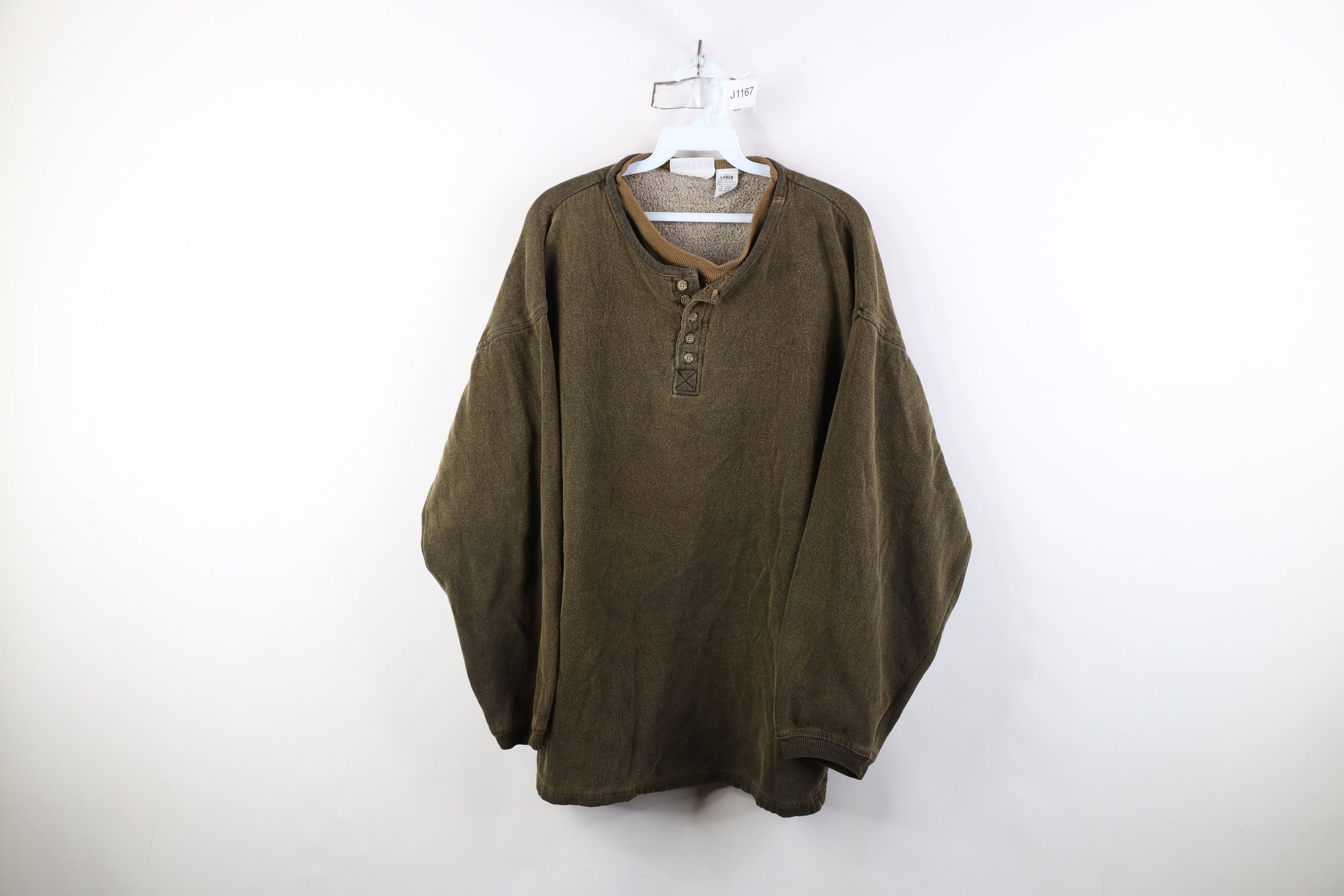Vintage Vintage 90s Streetwear Stonewash Layered Henley Sweatshirt Size L / US 10 / IT 46 - 1 Thumbnail