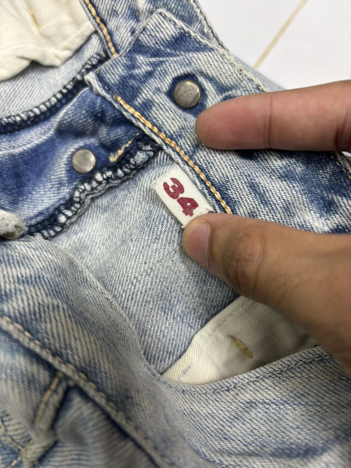 Blue Blue Japan × HOLLYWOOD RANCH MARKET HOLLYWOOD RANCH MARKET HP405 RIPPED THRASHED DISTRESS DENIM Size US 34 / EU 50 - 13 Thumbnail