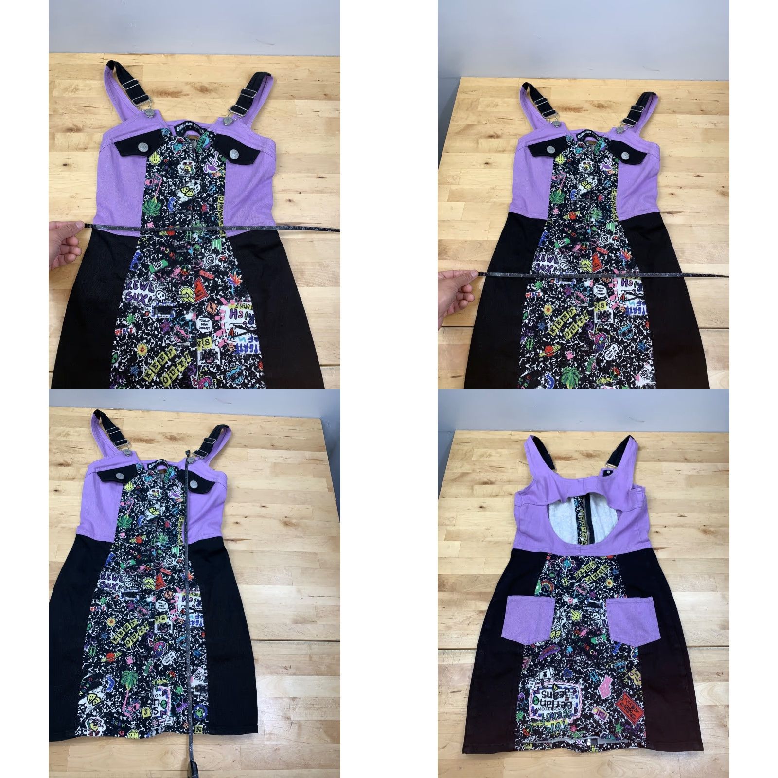 Joyrich Joyrich x Gerlan Jeans Denim Skirt Overalls Womens M Black Purple Zip #8895 Size 32" / US 10 / IT 46 - 8 Thumbnail