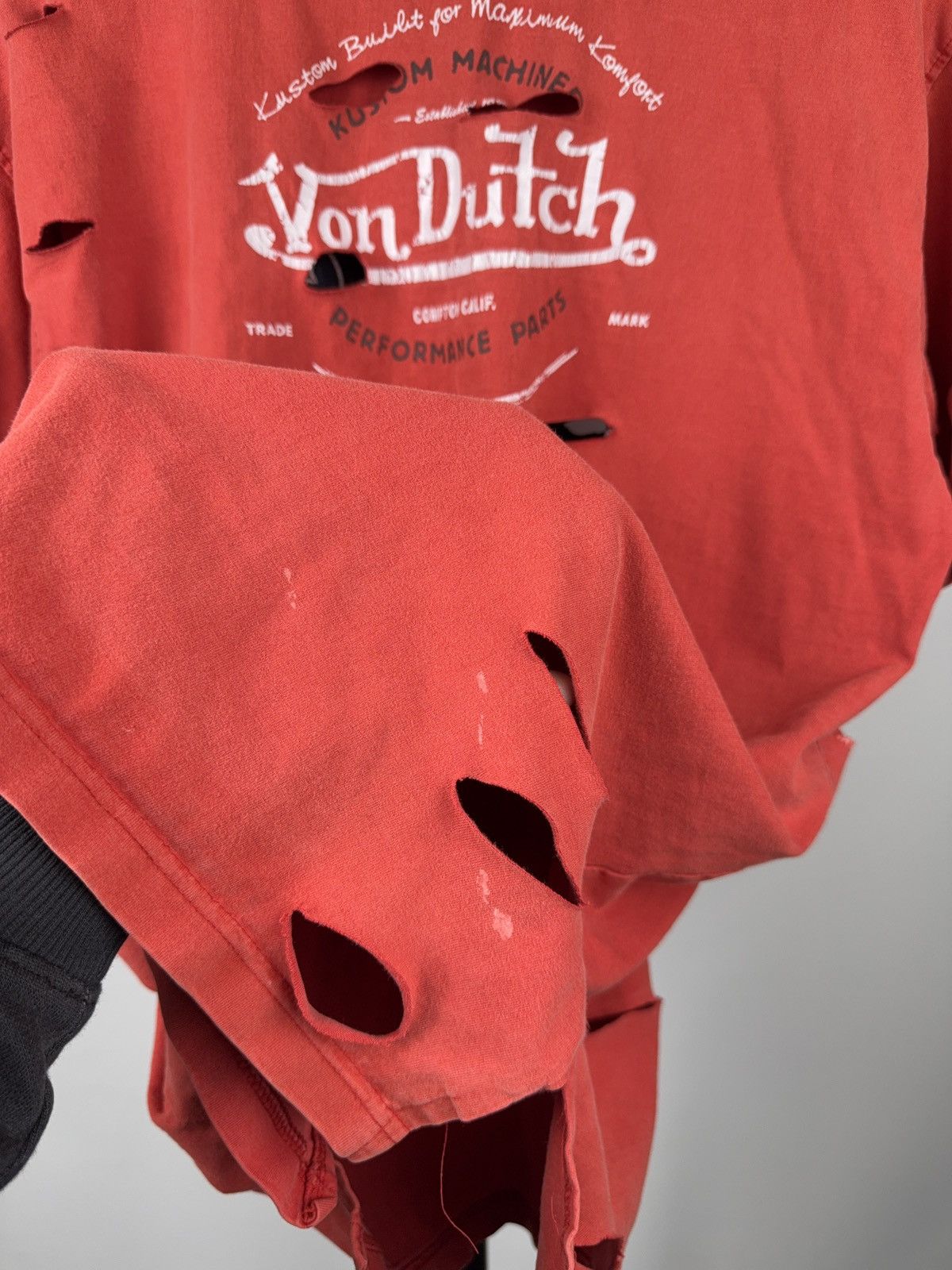 Von Dutch Von Dutch Faded Distressed Logo T Shirt Y2K Biker Grunge XL Size US XL / EU 56 / 4 - 20 Thumbnail