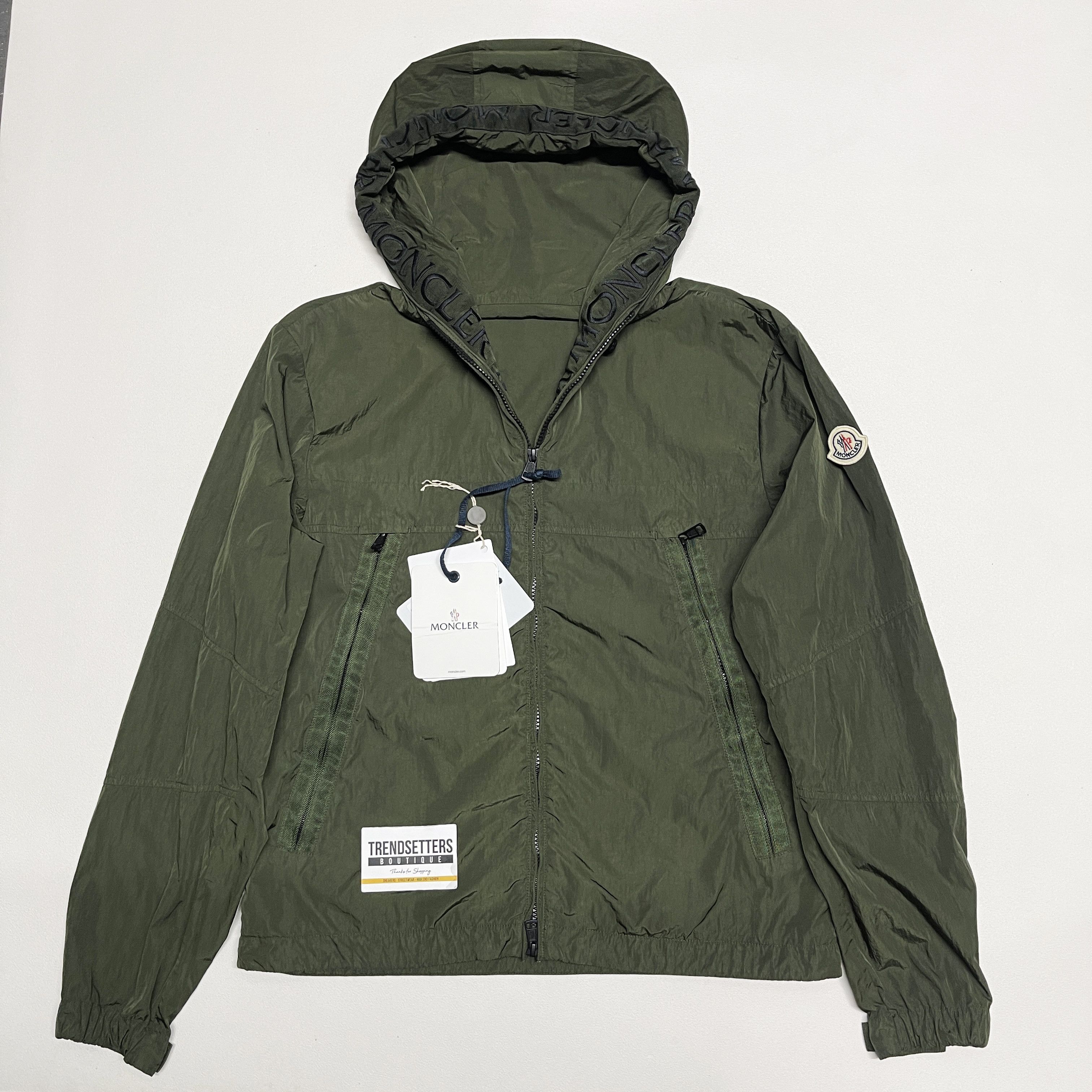 image of Moncler Mens Green Light Jacket Size 2 M Medium