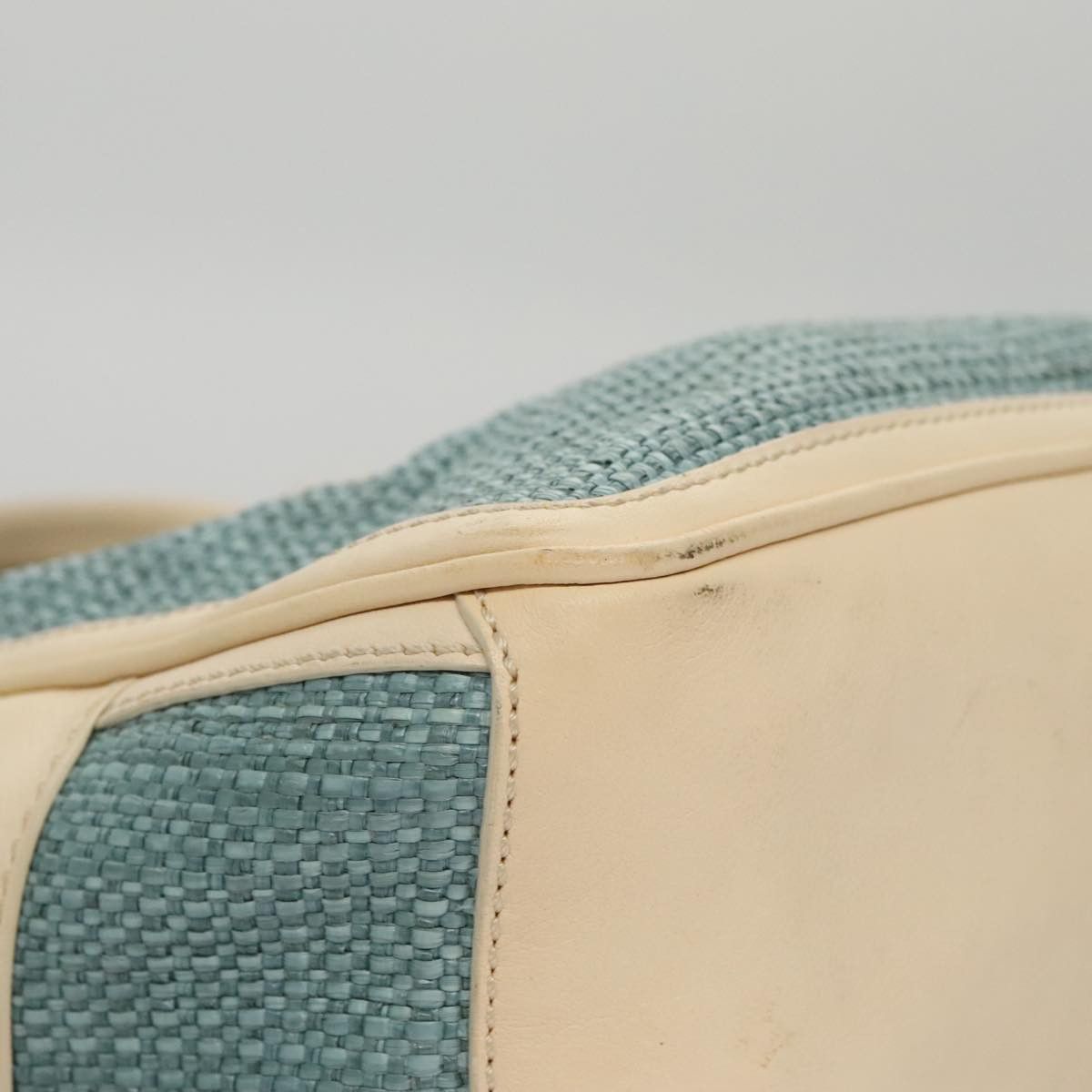 Celine CELINE Hand Bag Straw Leather Blue Cream Gold Size ONE SIZE - 9 Thumbnail