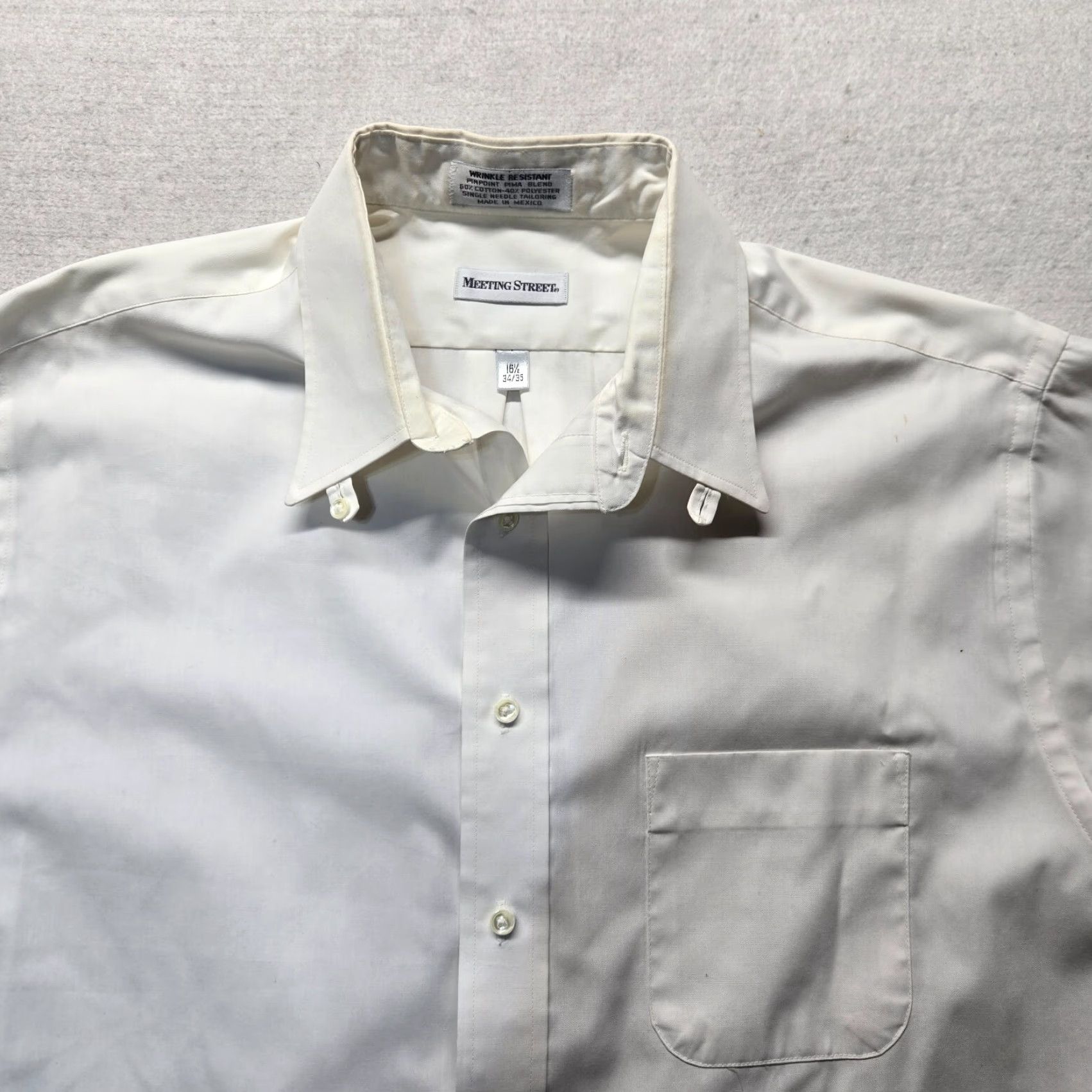 Vintage Meeting Street White Dress Shirt Men’s Adult Size 16.5 Button-Down Regular Fit Long Sleeve Classic Size 42R - 2 Thumbnail