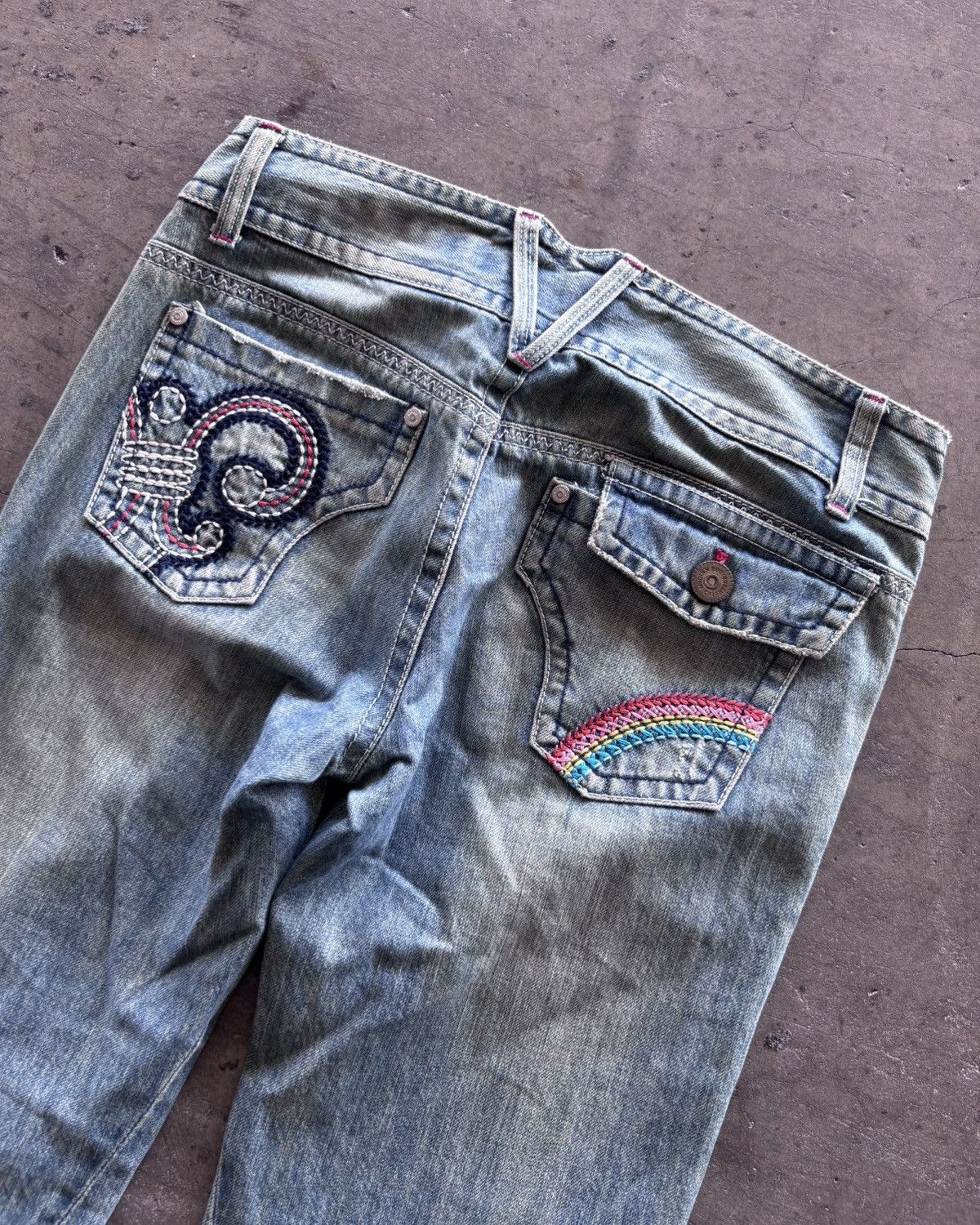 If Six Was Nine Mcginn Mud Washed Blue Flared Denim Pants Size US 30 / EU 46 - 7 Thumbnail