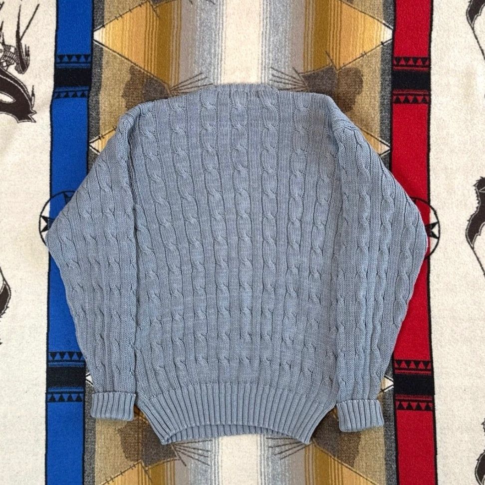 Polo Ralph Lauren VINTAGE Polo by Ralph Lauren Men’s Polo Ralph Lauren Cable Knit Fisherman Pullover Sweater Size XL Blue Long Sleeve Solid Pullover 90s Casual Mens Size US XL / EU 56 / 4 - 4 Thumbnail