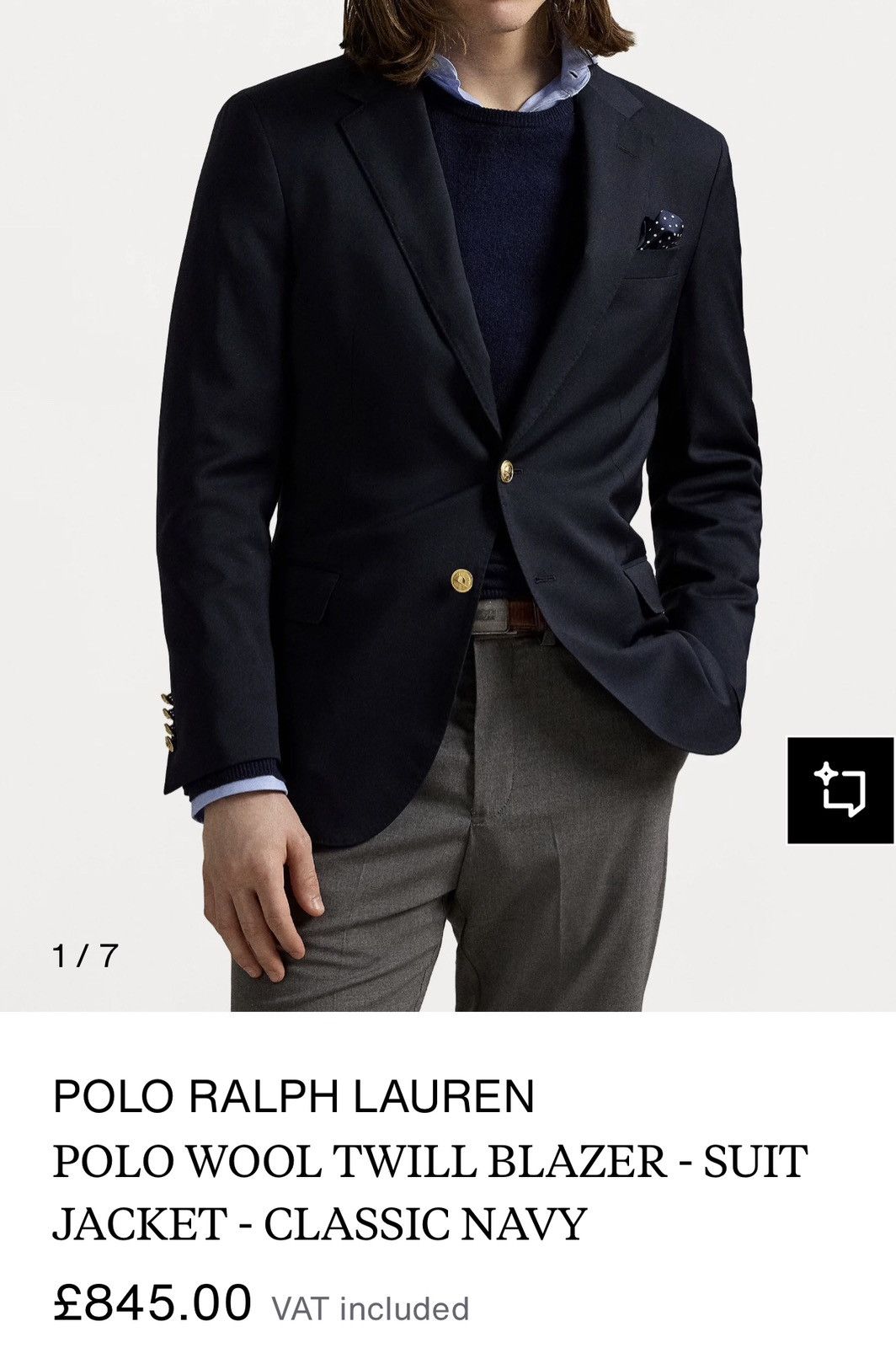 Polo Ralph Lauren POLO RALPH LAUREN WOOL TWILL SUIT BLAZER Size US S / EU 44-46 / 1 - 1 Thumbnail