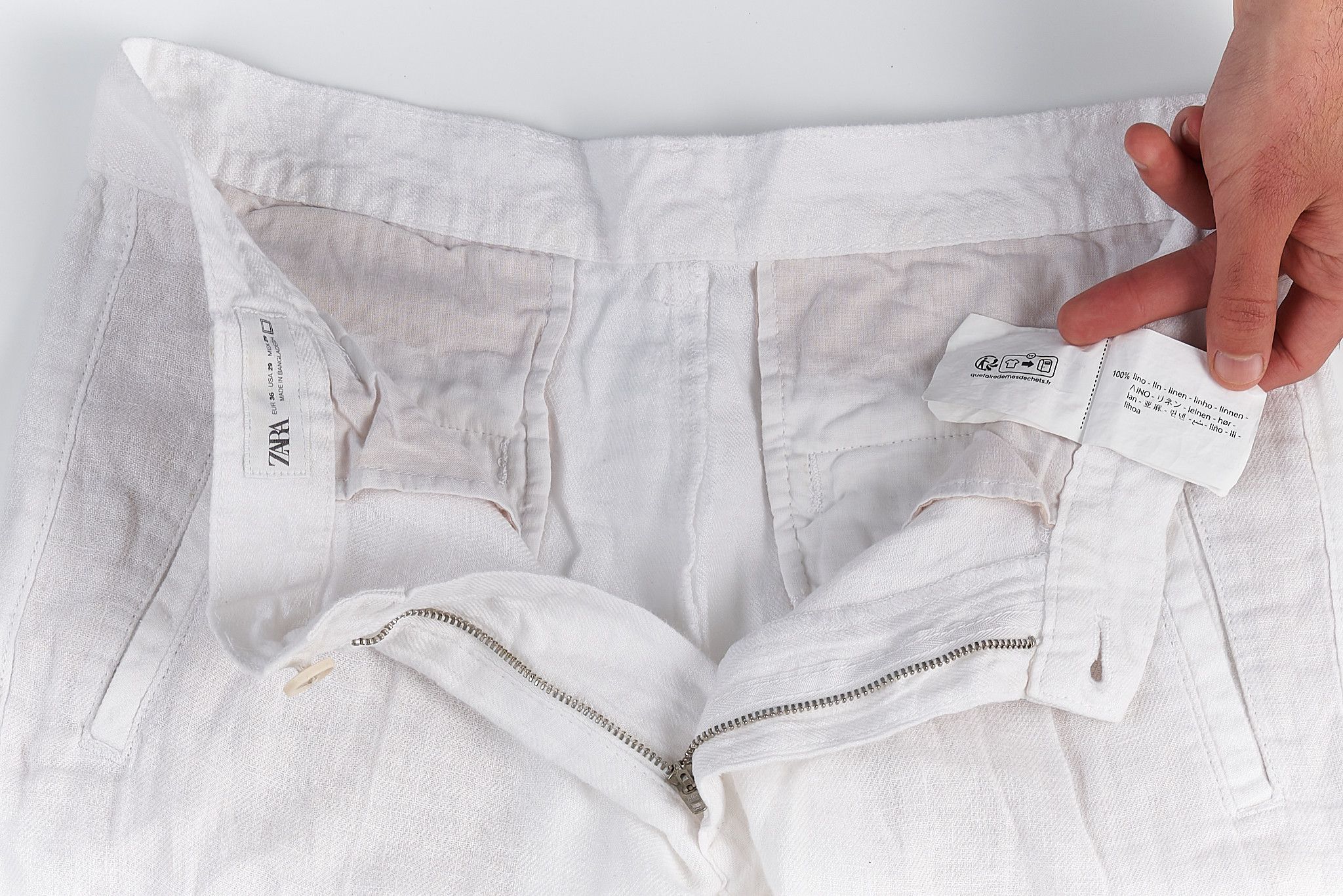 Zara ZARA 100% LINEN WHITE PANTS US:29 Size US 29 - 4 Thumbnail