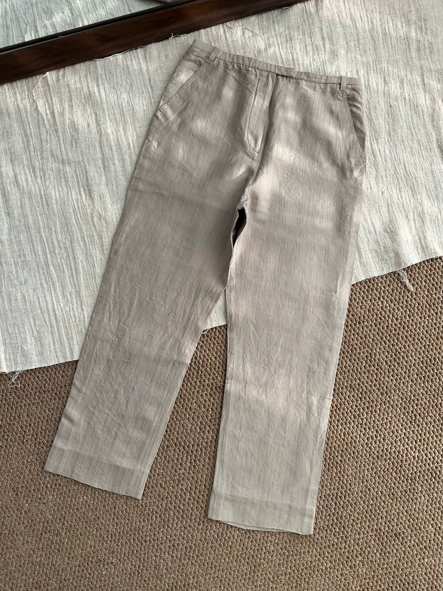 Hermes HERMES JPG silk drapey cropped slacks women's silver gray Size 30" / US 8 / IT 44 - 1 Thumbnail
