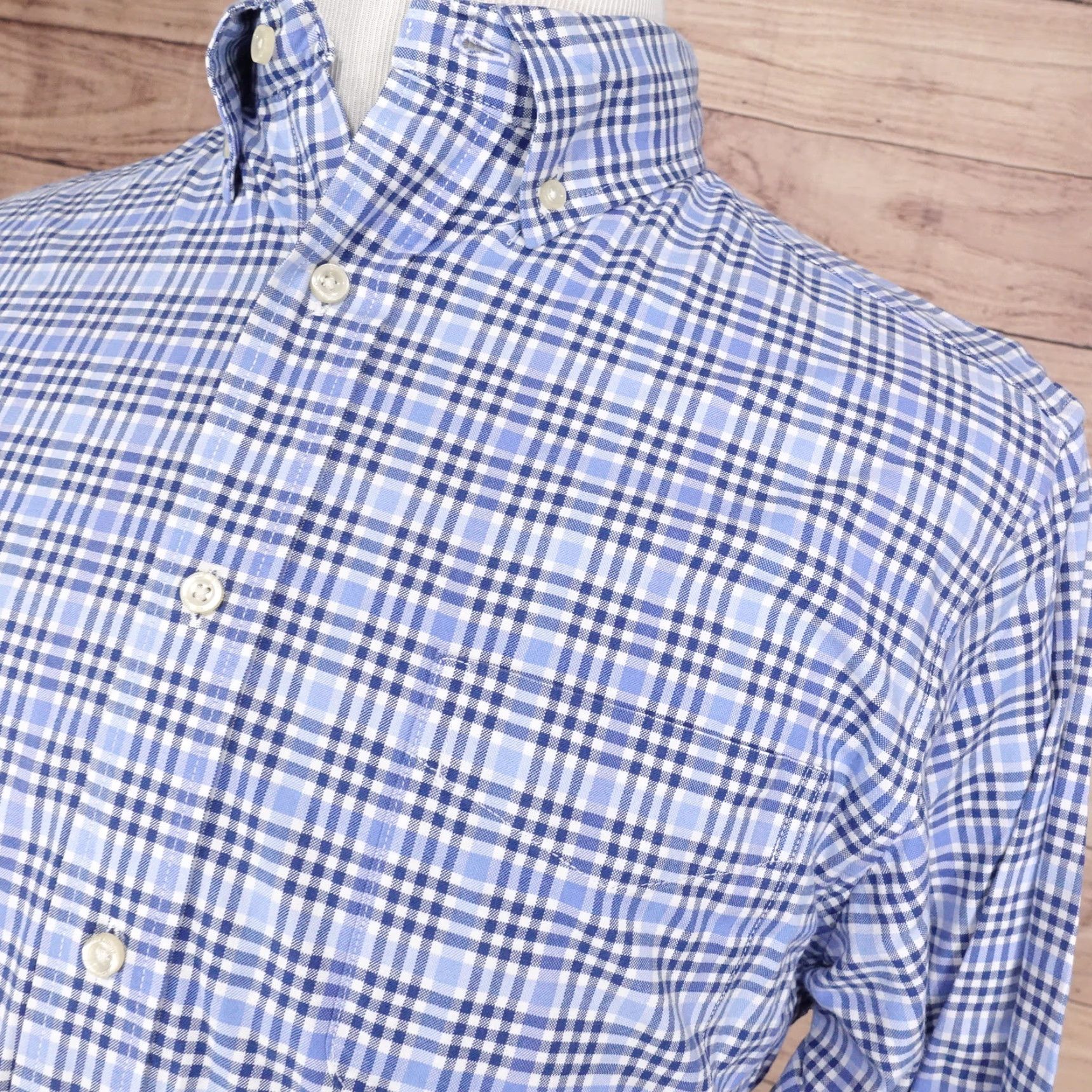 Cremieux Daniel Cremieux Slim Fit Button-Up Shirt Men Large Blue Gingham Check Casual Business Formal Seasonal Size US L / EU 52-54 / 3 - 2 Thumbnail