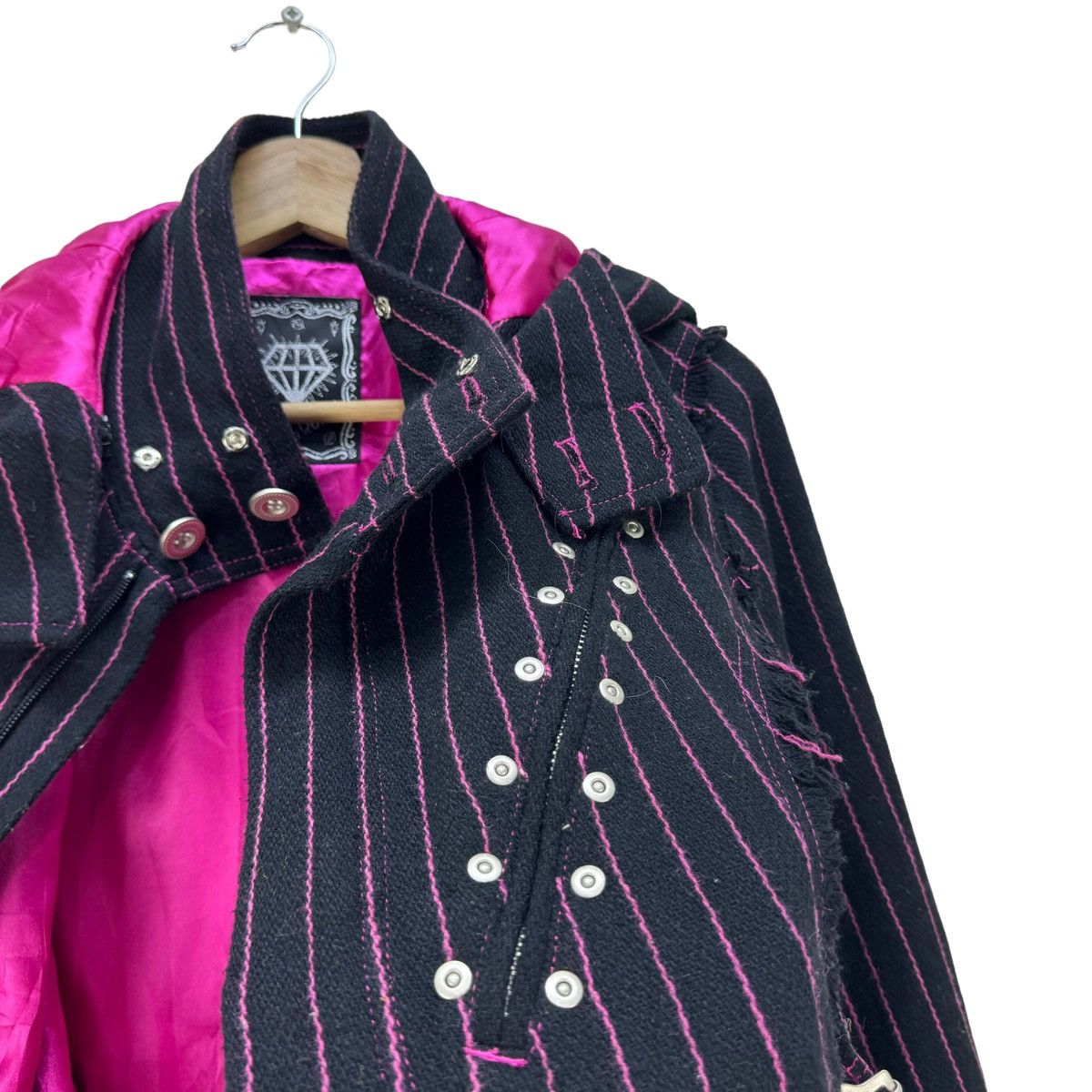 20471120 ⚡️ALGONQUINS HOODIE STRIPED GOTHIC PUNK BONDAGE JACKET Size L / US 10 / IT 46 - 7 Thumbnail