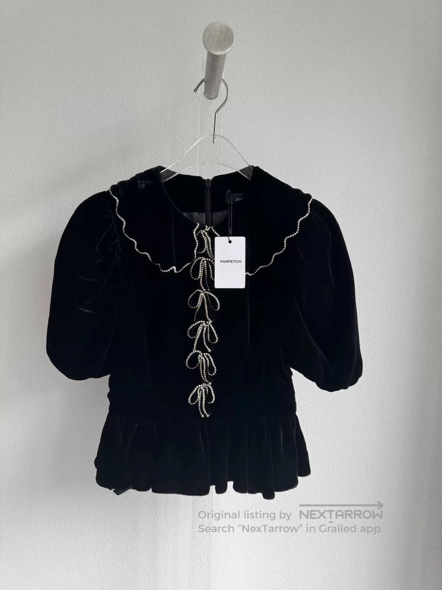ANAIS JOURDEN Anouki Black Velvet Top. Size XS / US 0-2 / IT 36-38 - 1 Thumbnail