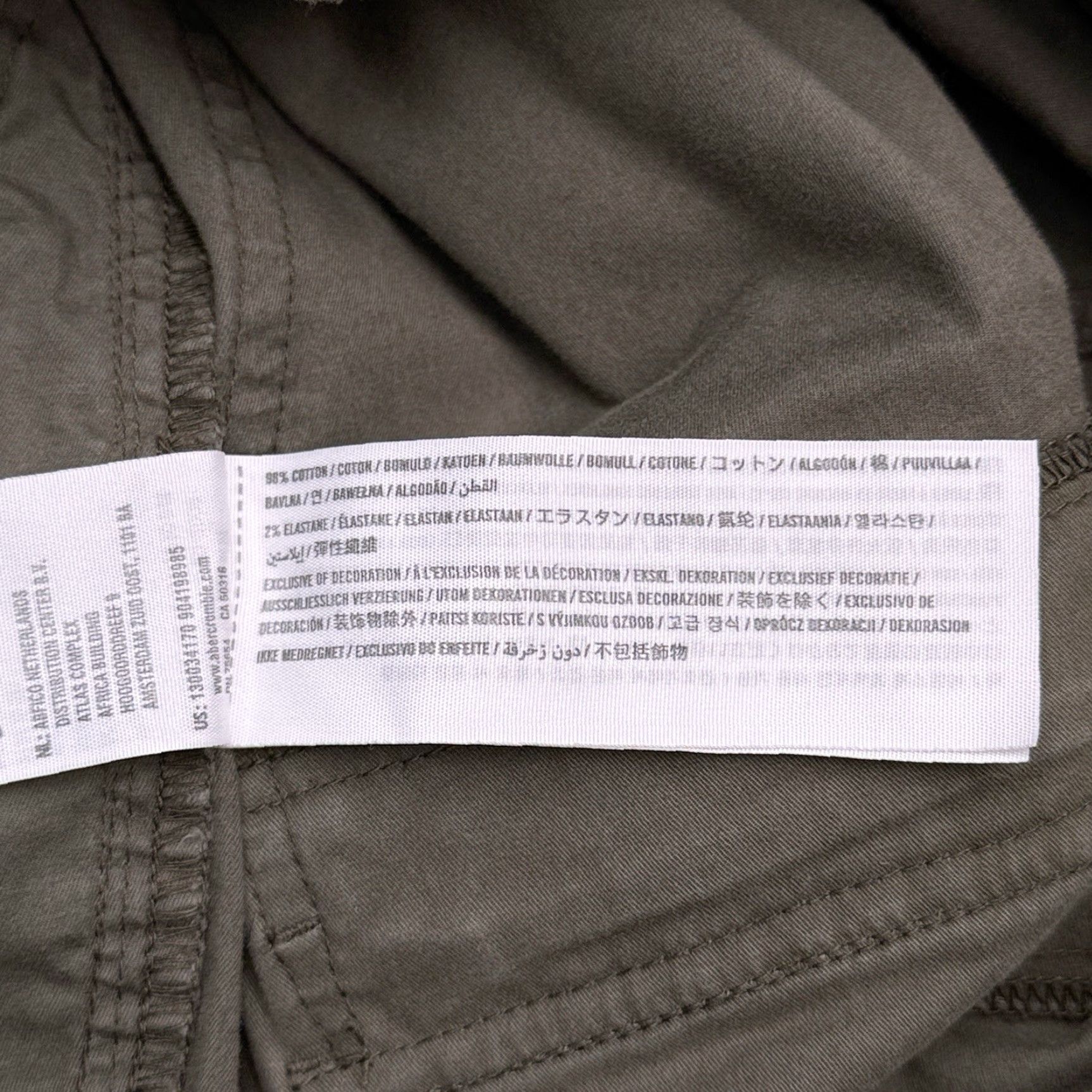 Abercrombie & Fitch Slim Straight Pants Mens 30x30 Green Mid Rise Zip Pockets