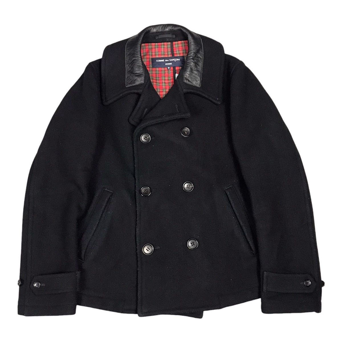 Comme des Garcons × Comme des Garcons Homme COMME DES GARÇONS WOOL JACKET LEATHER COLLAR Size US M / EU 48-50 / 2 - 1 Thumbnail