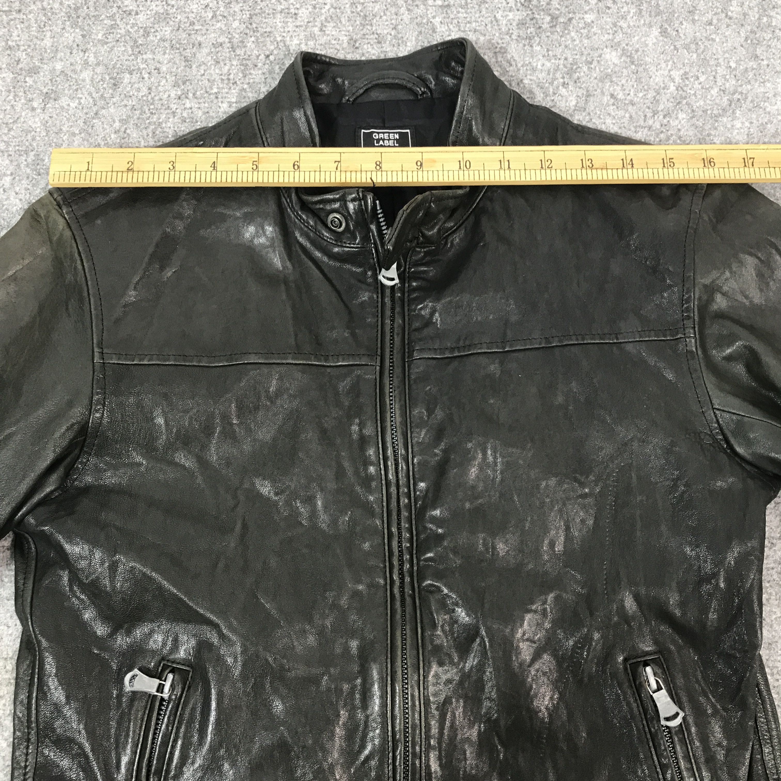 Japanese Brand Vtg green label Leather jacket biker style Size US S / EU 44-46 / 1 - 5 Thumbnail