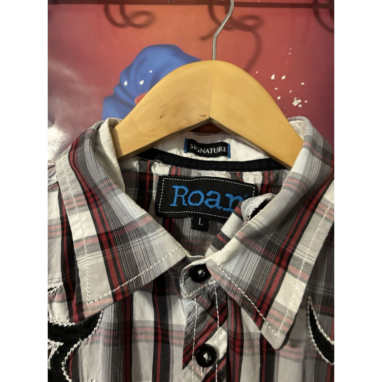 Vintage Roar Signature L Red Black Plaid Discord Western Cowboy Size US L / EU 52-54 / 3 - 6 Thumbnail