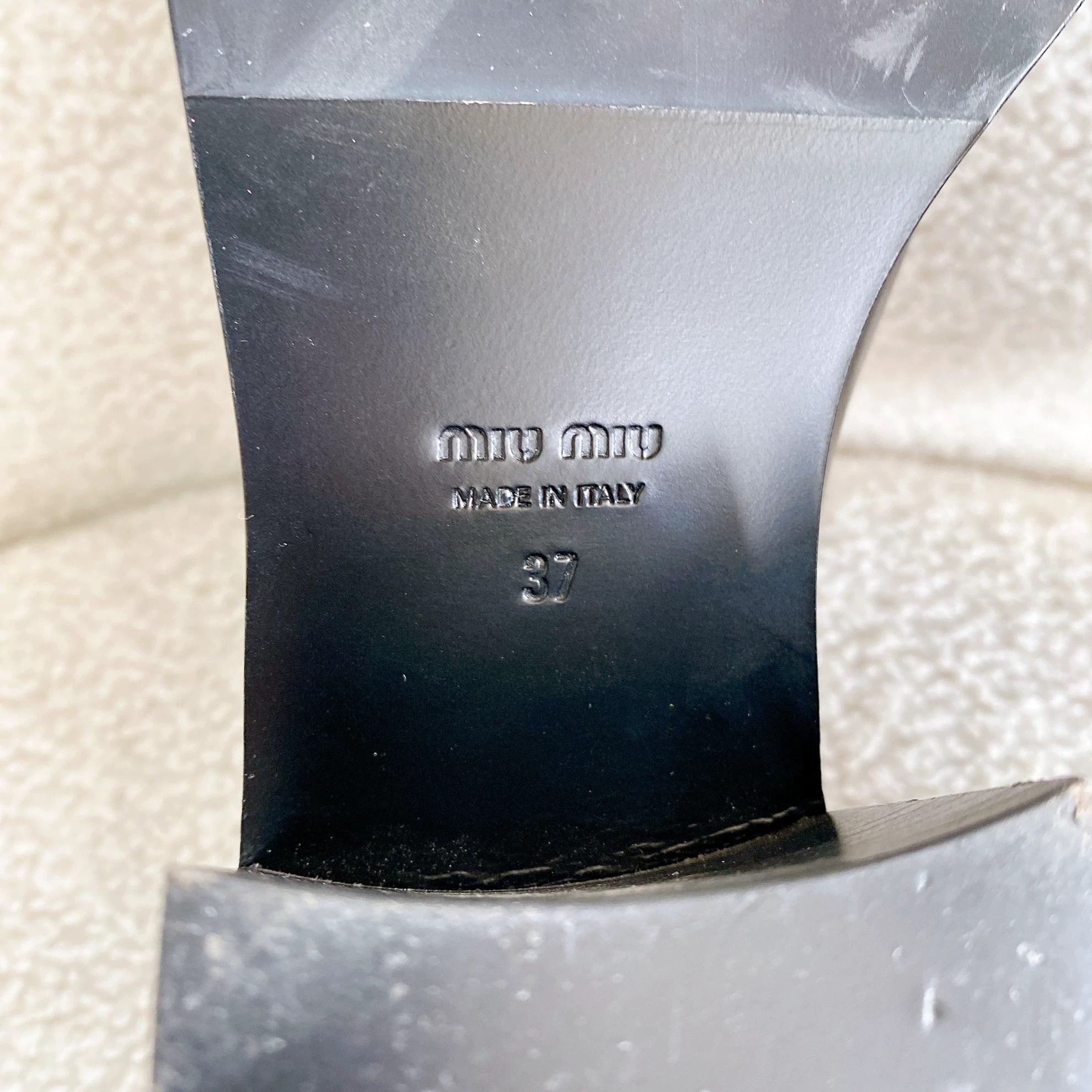 Miu Miu MIU MIU Black Block Heel Leather Pumps 37 4676 Size US 6.5 / IT 36.5 - 7 Thumbnail