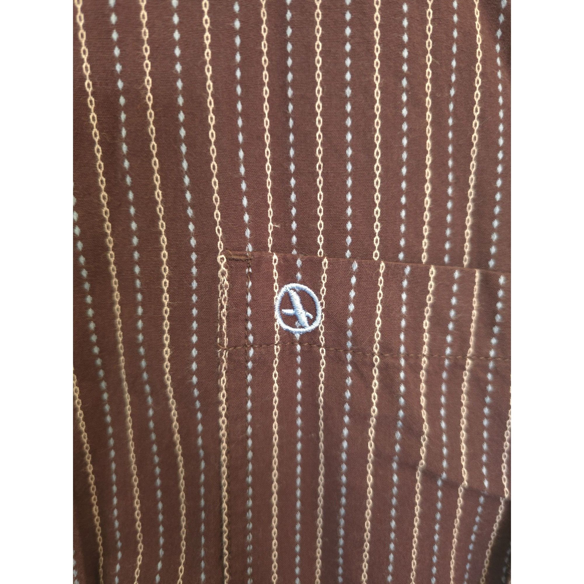 Aigle Aigle Men's XXL Brown Striped Button-Down Shirt - 100% Cotto Size US XXL / EU 58 / 5 - 3 Thumbnail