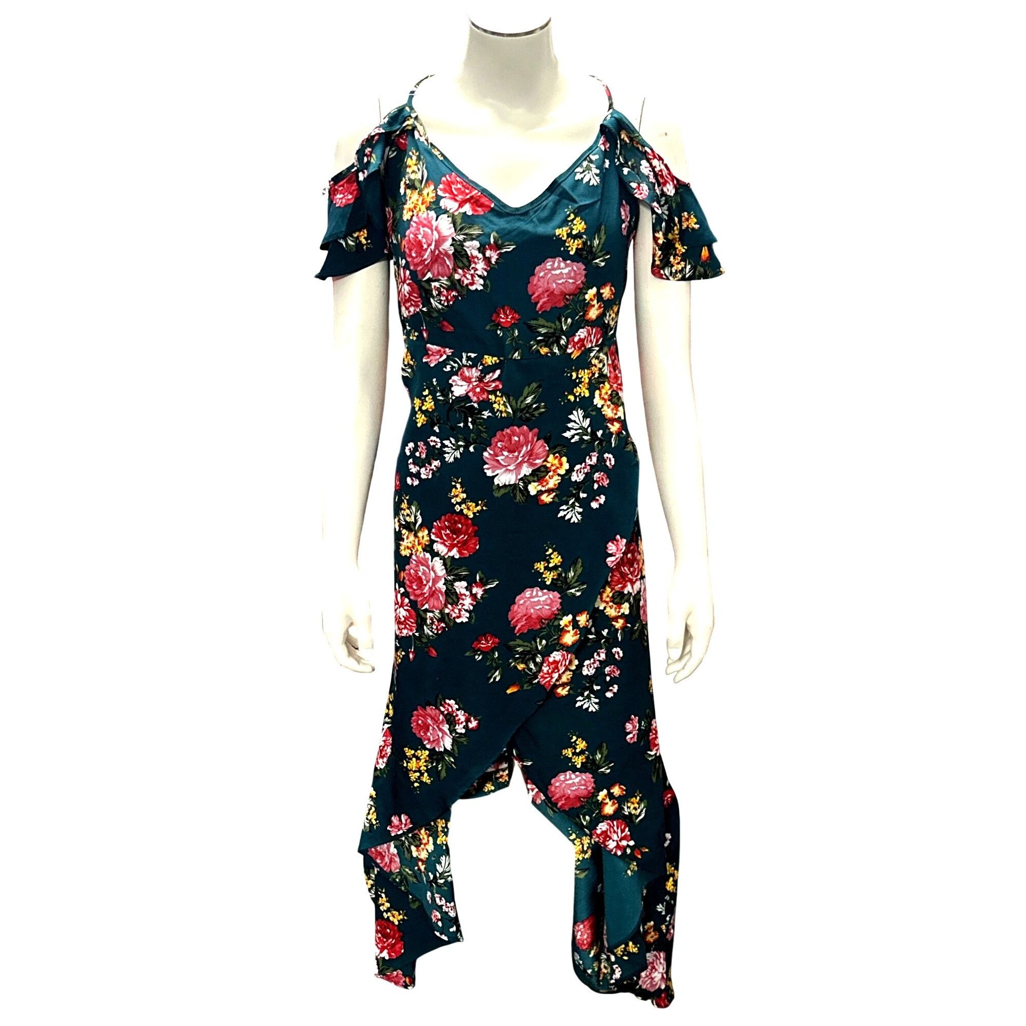 Other CCC Sexy Sheer Floral Hi Low Cold Shoulder Maxi Sun Dress Si Size M / US 6-8 / IT 42-44 - 1 Thumbnail