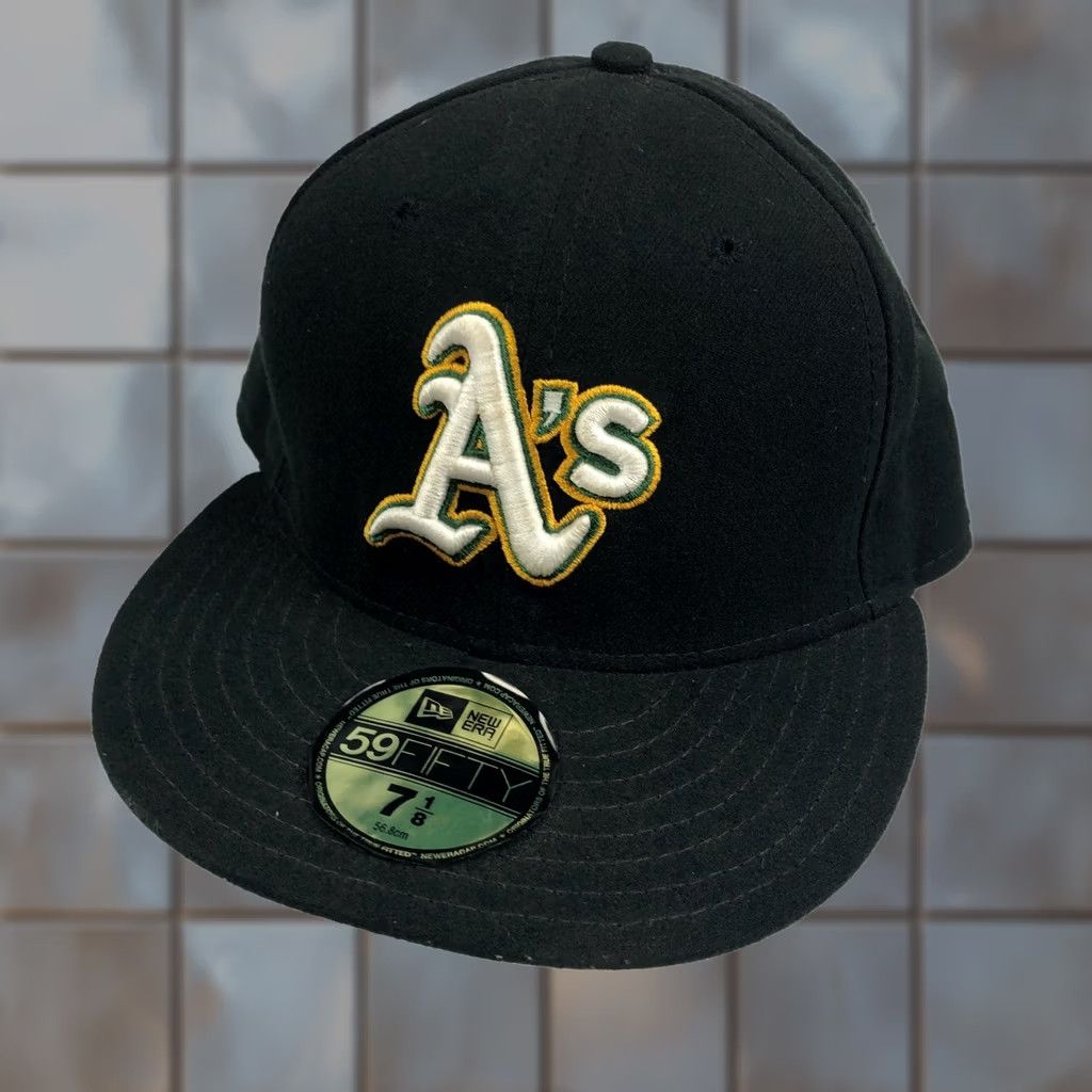 New Era New Era 7-1/8 59FIFTY Oakland A's Fitted Cap MLB Baseball Hat Men Black Classic MLB Pop Retro Athletics Baseball Cap Size ONE SIZE - 1 Thumbnail