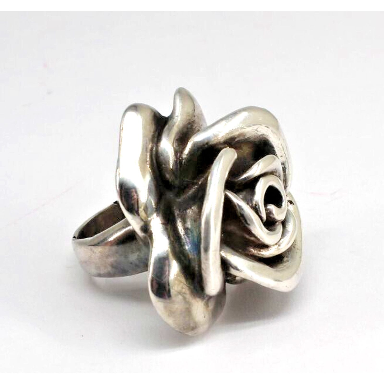 Other Big Beautiful Sterling Sliver Rose Ring •925 1-1/2" Size 7 Size ONE SIZE - 2 Thumbnail