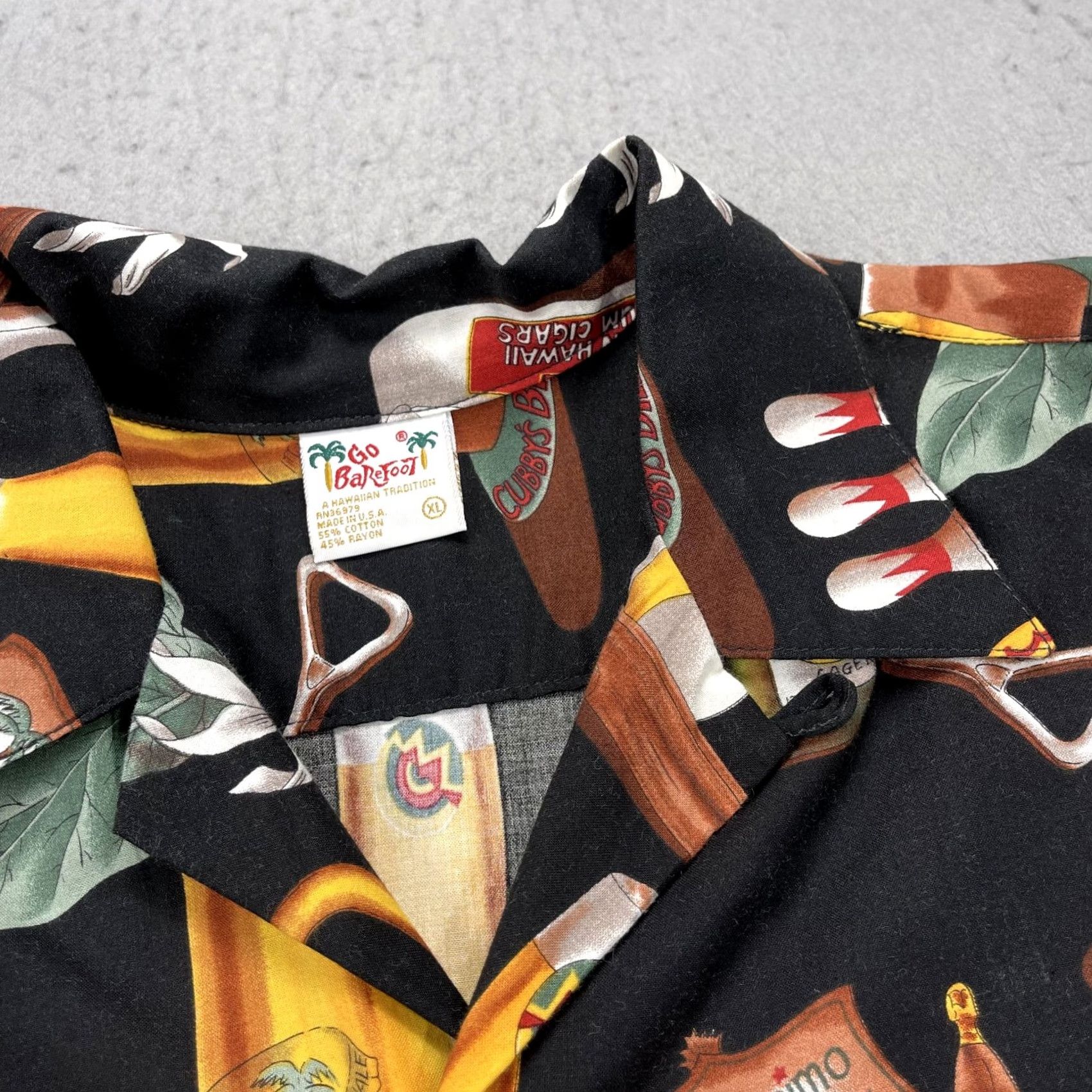 Vivobarefoot VINTAGE Go Barefoot Hawaiian Shirt Mens XL Primo Cigar Loop Collar Bowling Beer Shirt Size US XL / EU 56 / 4 - 4 Thumbnail