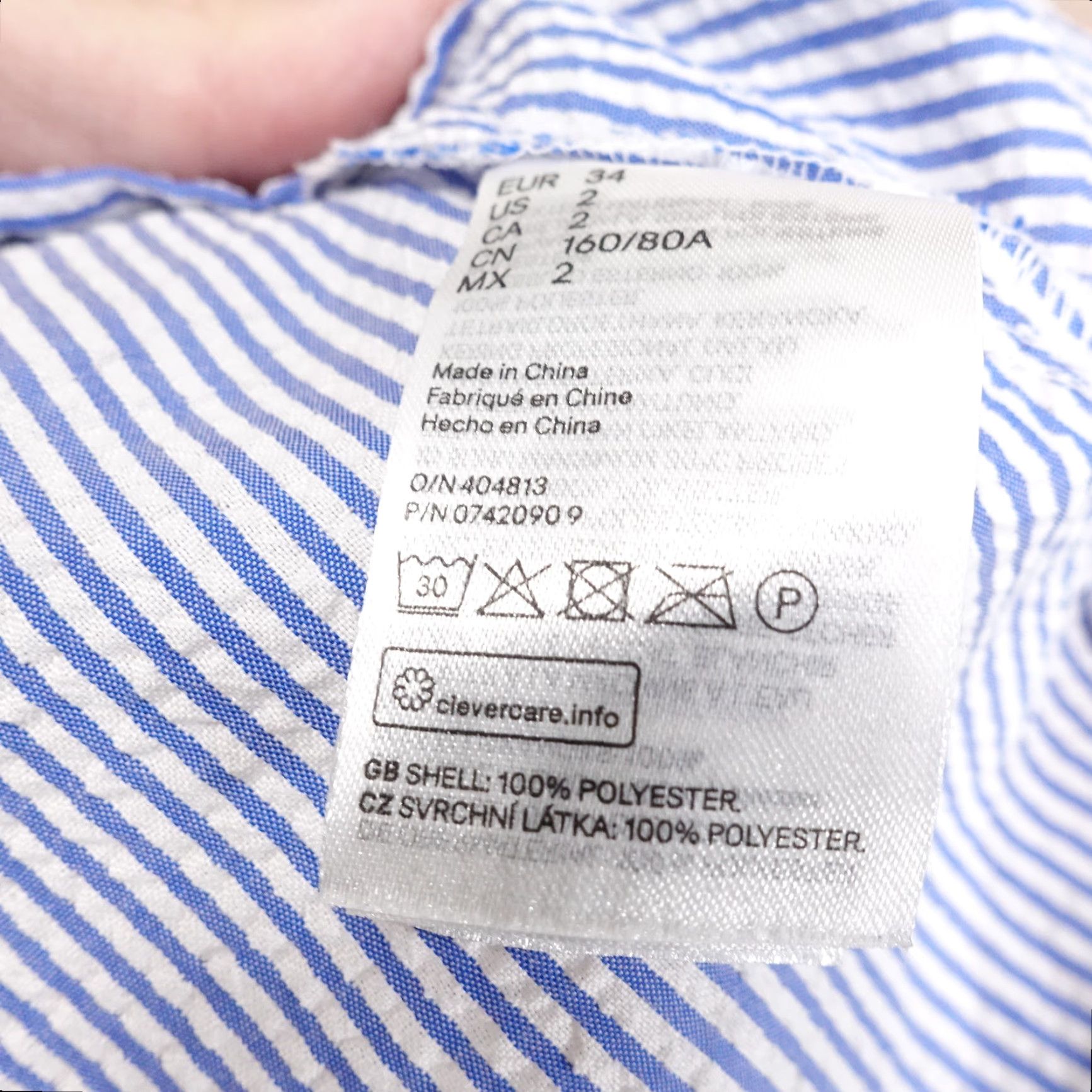 H&M H&M Blue White Striped Seersucker Mini Dress Womens Size 2 Size XS / US 0-2 / IT 36-38 - 8 Thumbnail
